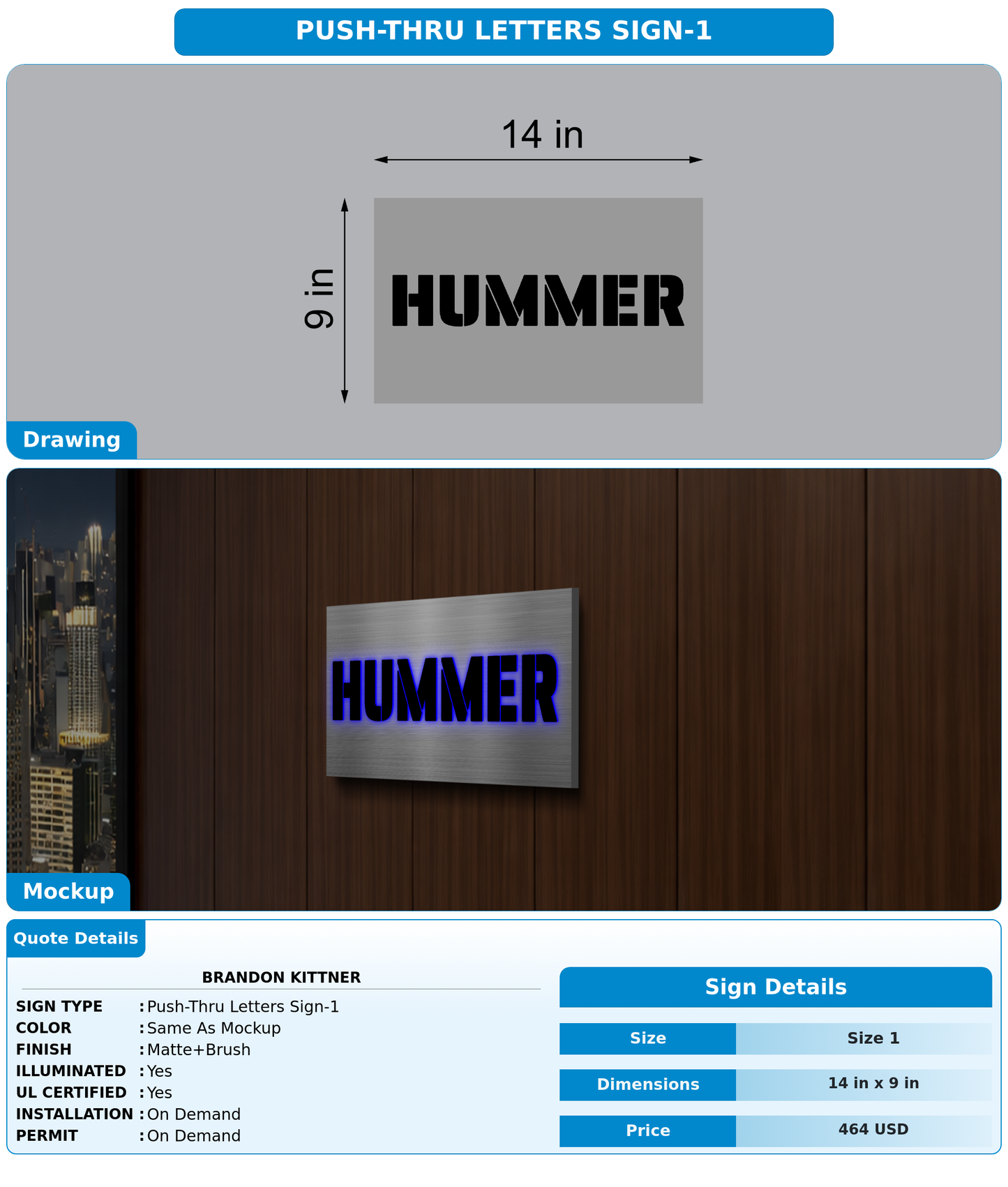 CUSTOM MOCKUP SIGN FOR Brandon Kittner