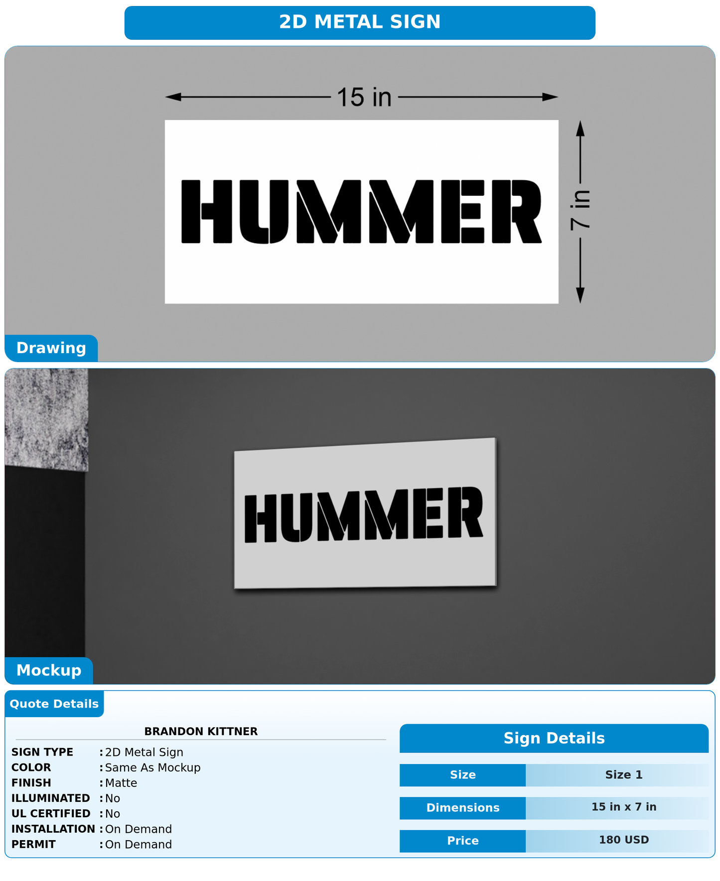 CUSTOM MOCKUP SIGN FOR Brandon Kittner
