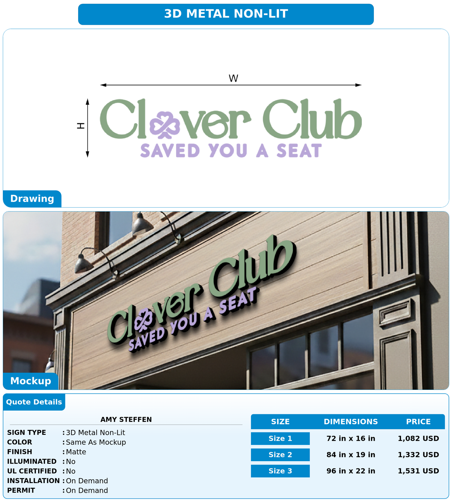 CUSTOM MOCKUP SIGN FOR Amy Steffen
