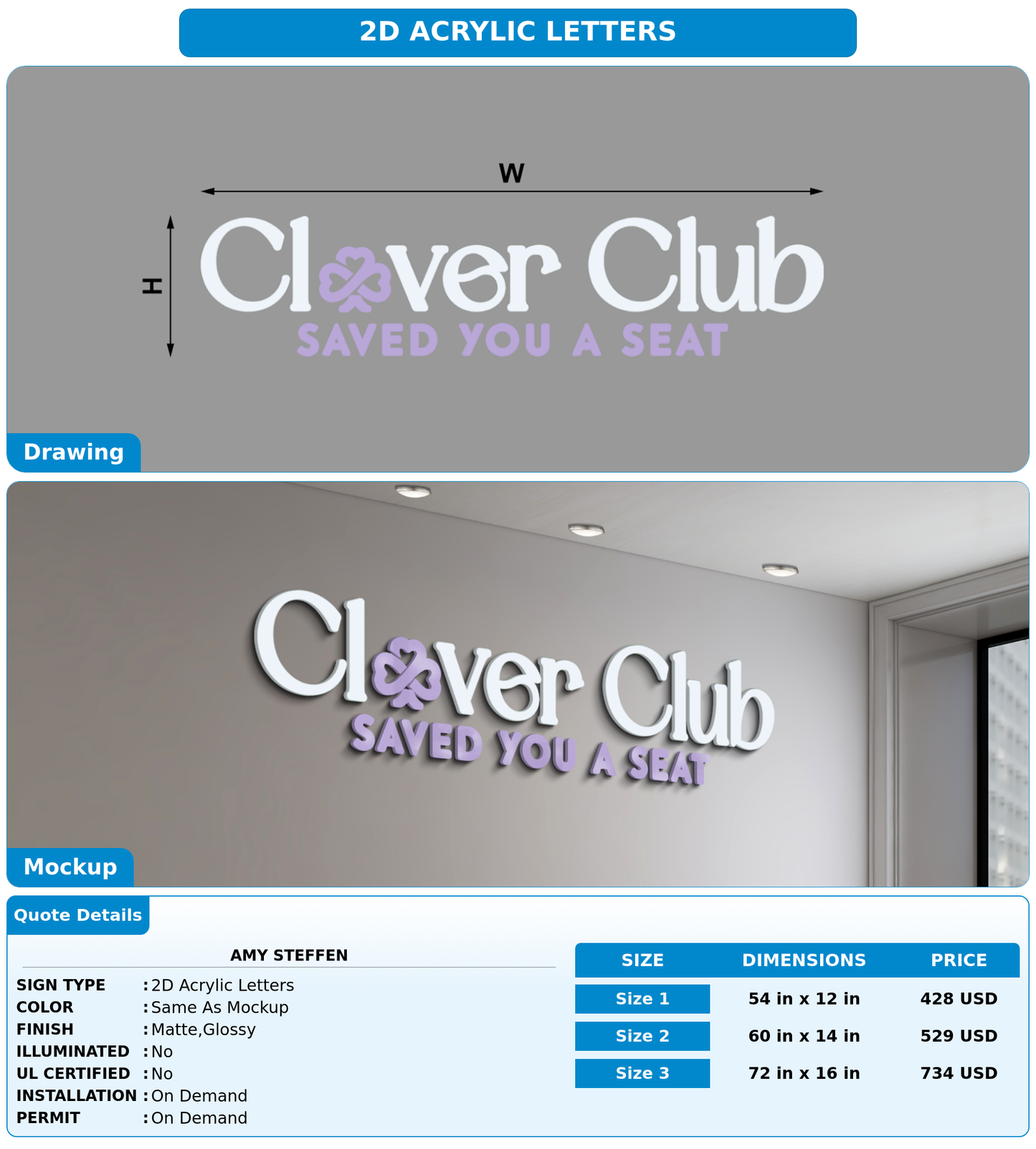 CUSTOM MOCKUP SIGN FOR Amy Steffen
