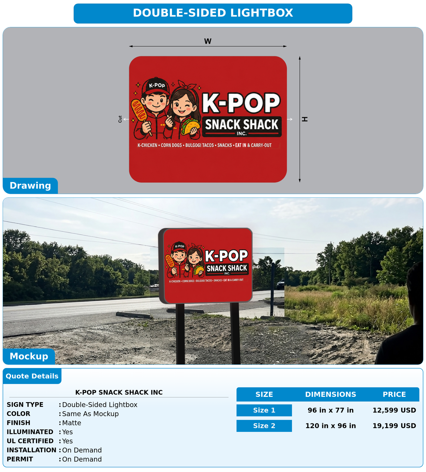 CUSTOM MOCKUP SIGN FOR K-Pop Snack Shack Inc