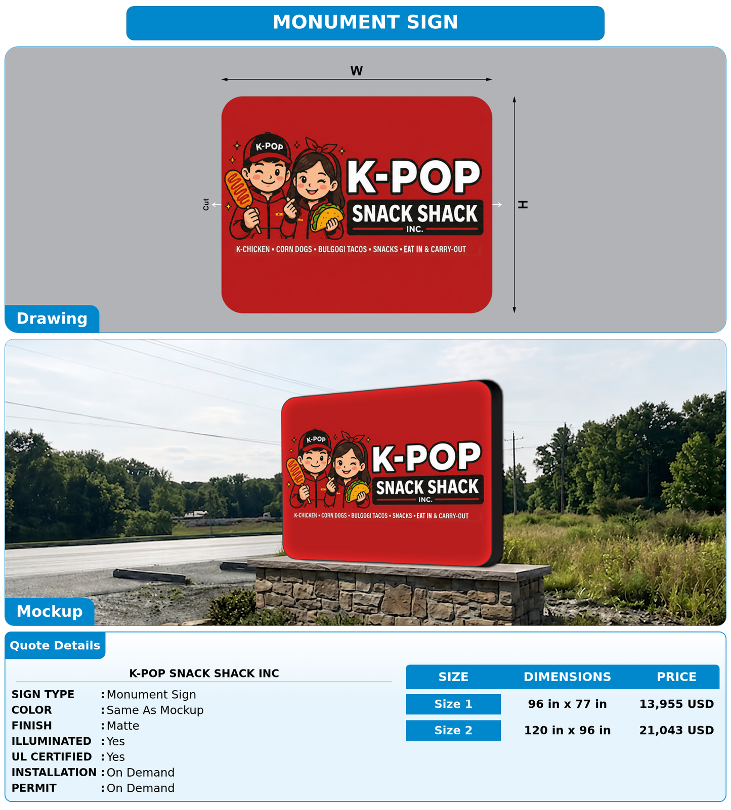 CUSTOM MOCKUP SIGN FOR K-Pop Snack Shack Inc