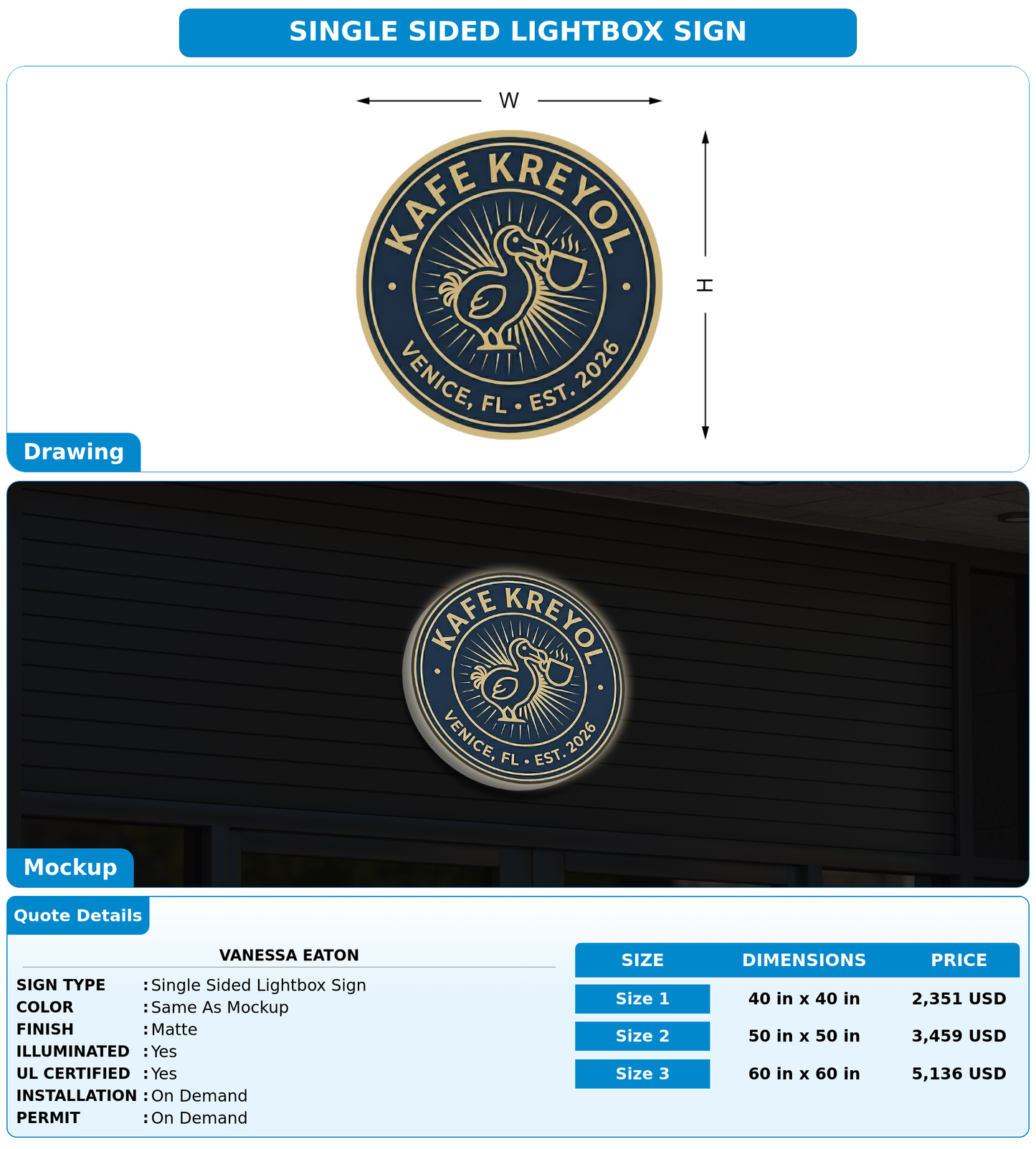 CUSTOM MOCKUP SIGN FOR Vanessa Eaton