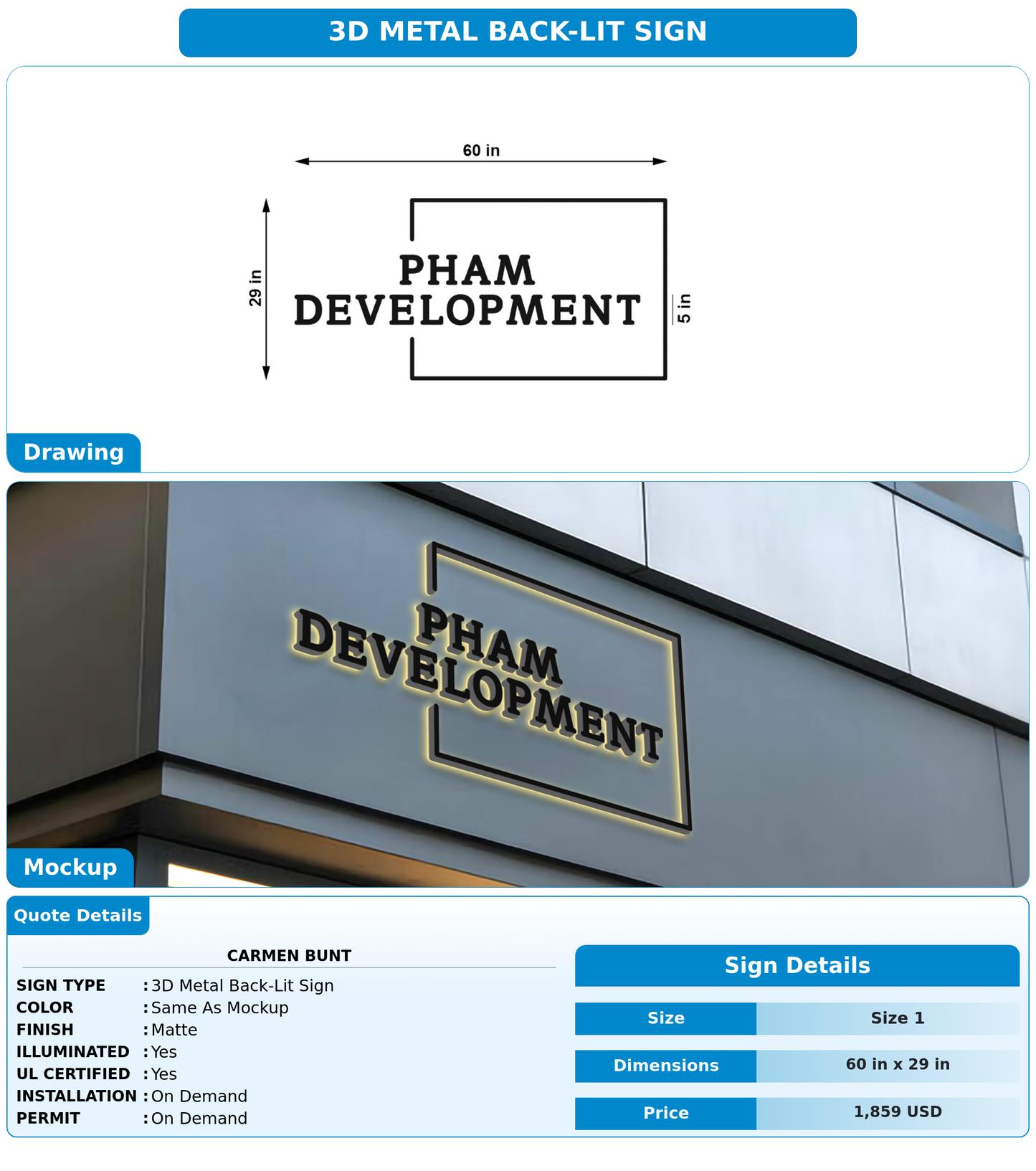 CUSTOM MOCKUP SIGN FOR Carmen Bunt