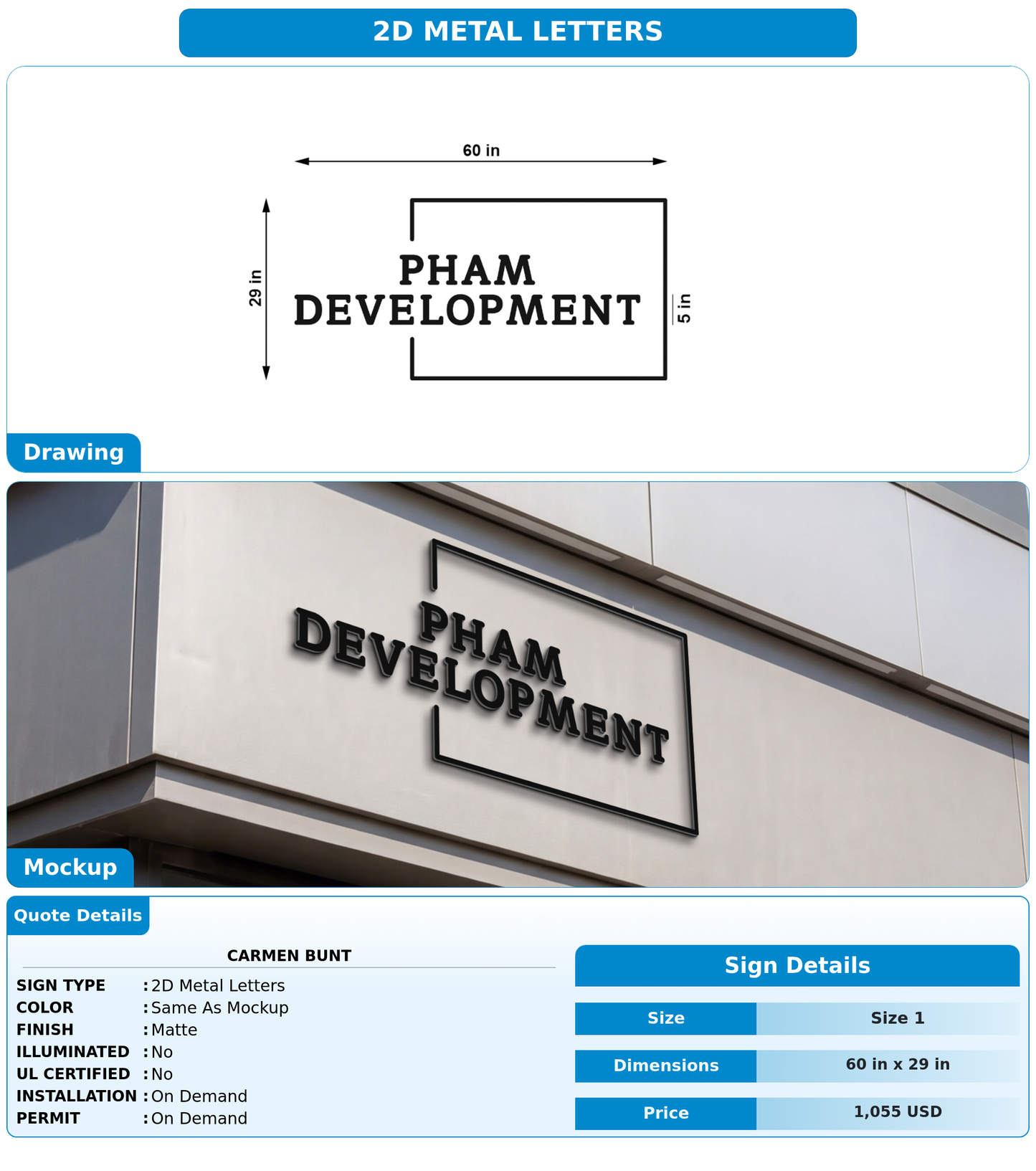CUSTOM MOCKUP SIGN FOR Carmen Bunt