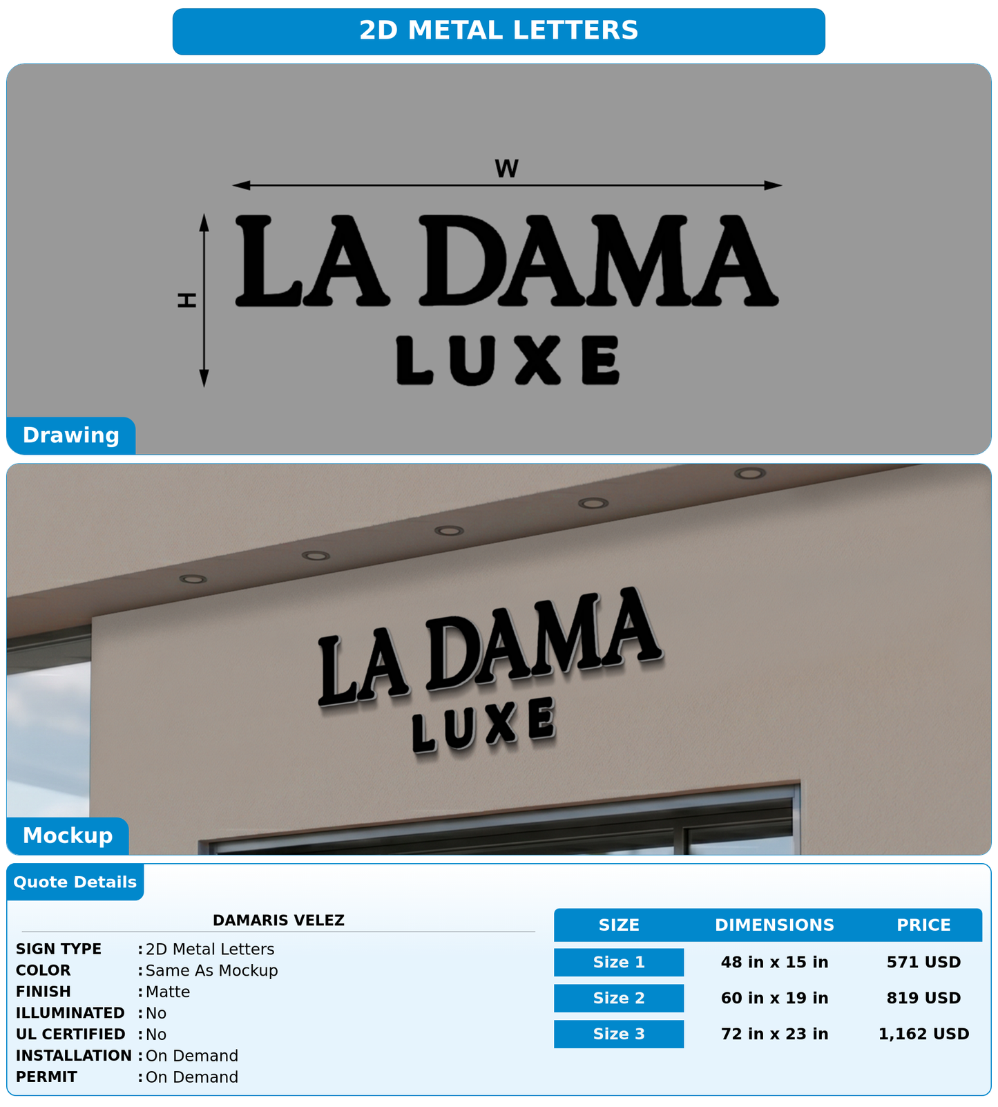 CUSTOM MOCKUP SIGN FOR Damaris Velez