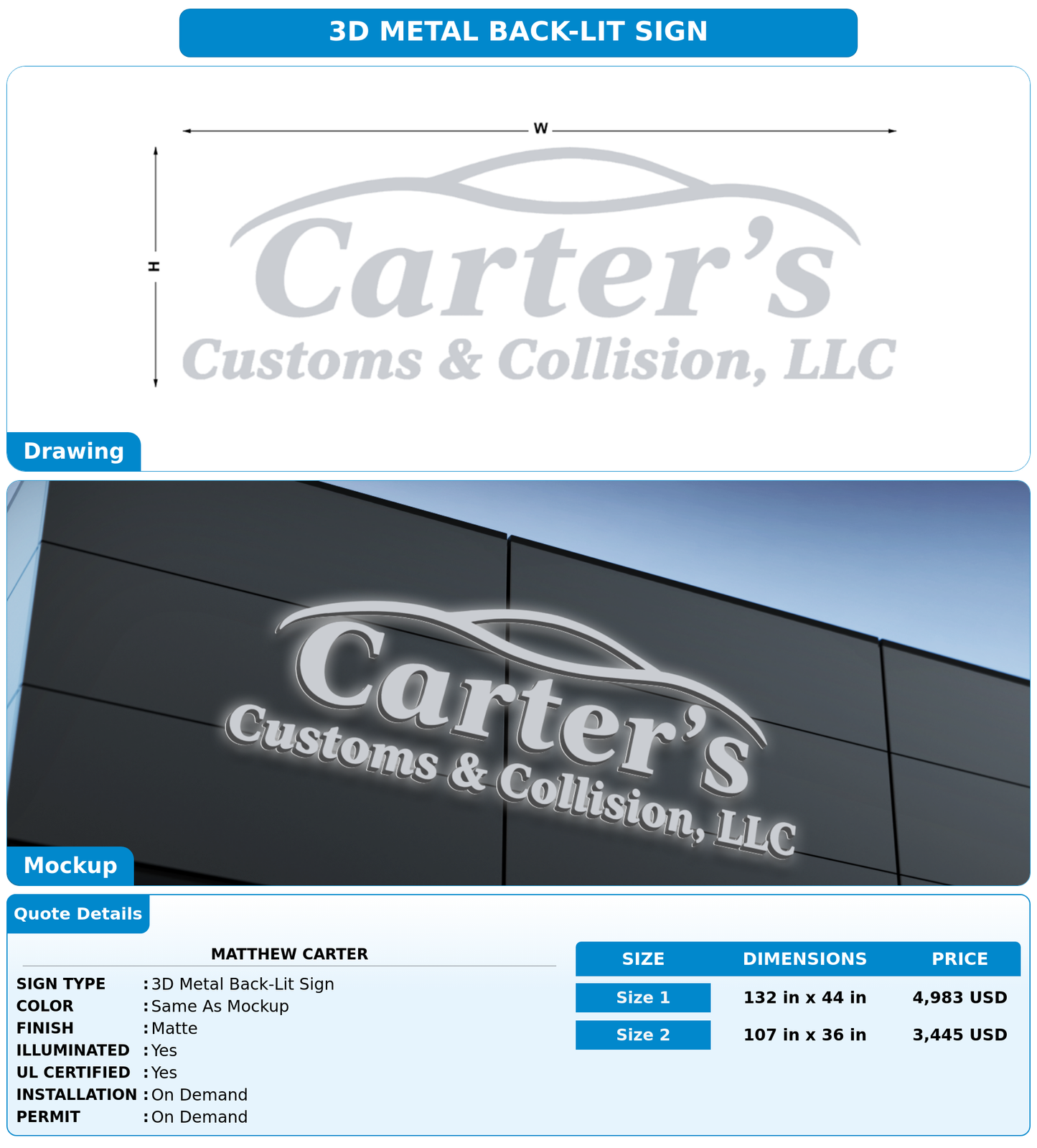 CUSTOM MOCKUP SIGN FOR Matthew Carter