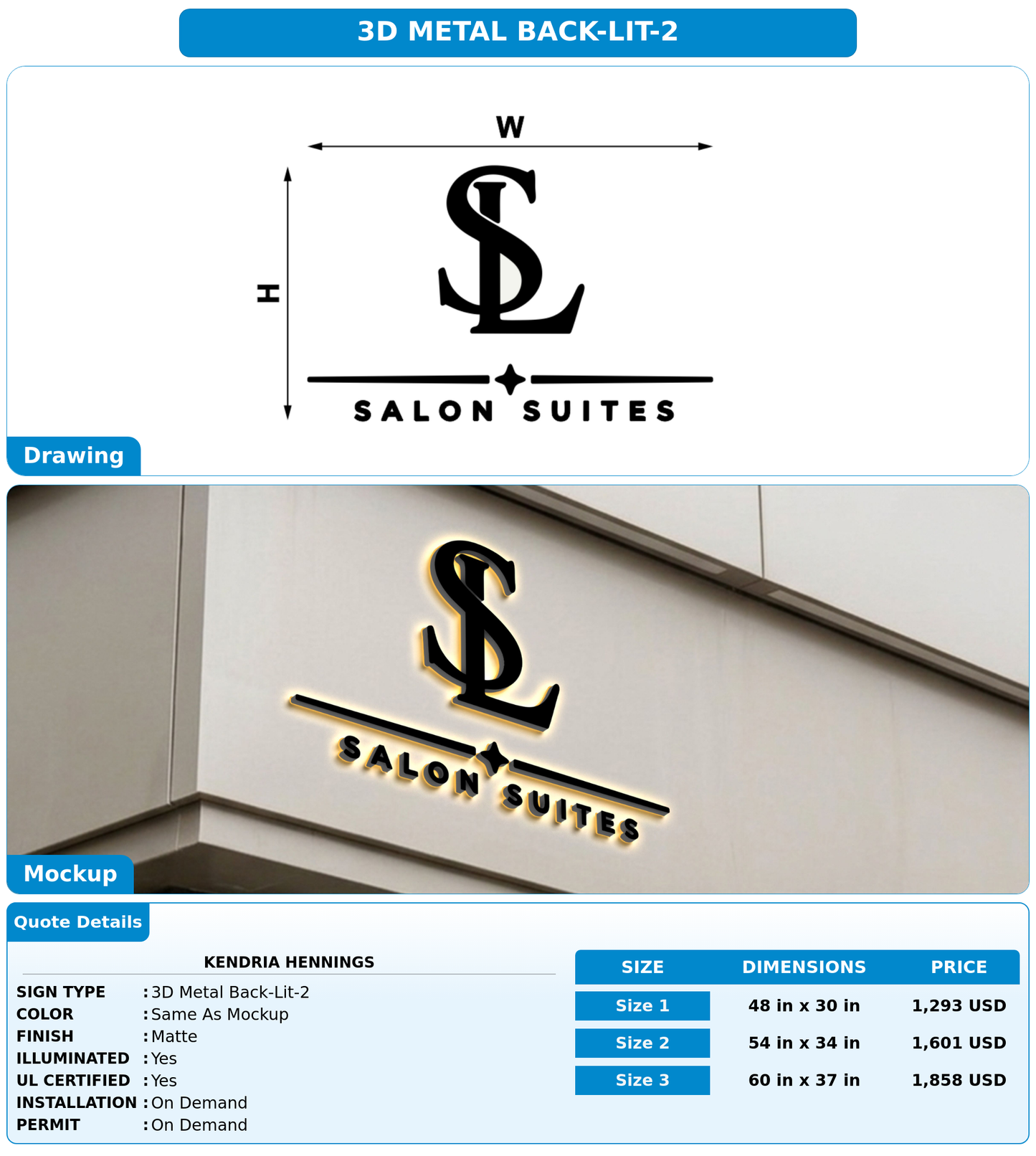 CUSTOM MOCKUP SIGN FOR Kendria hennings
