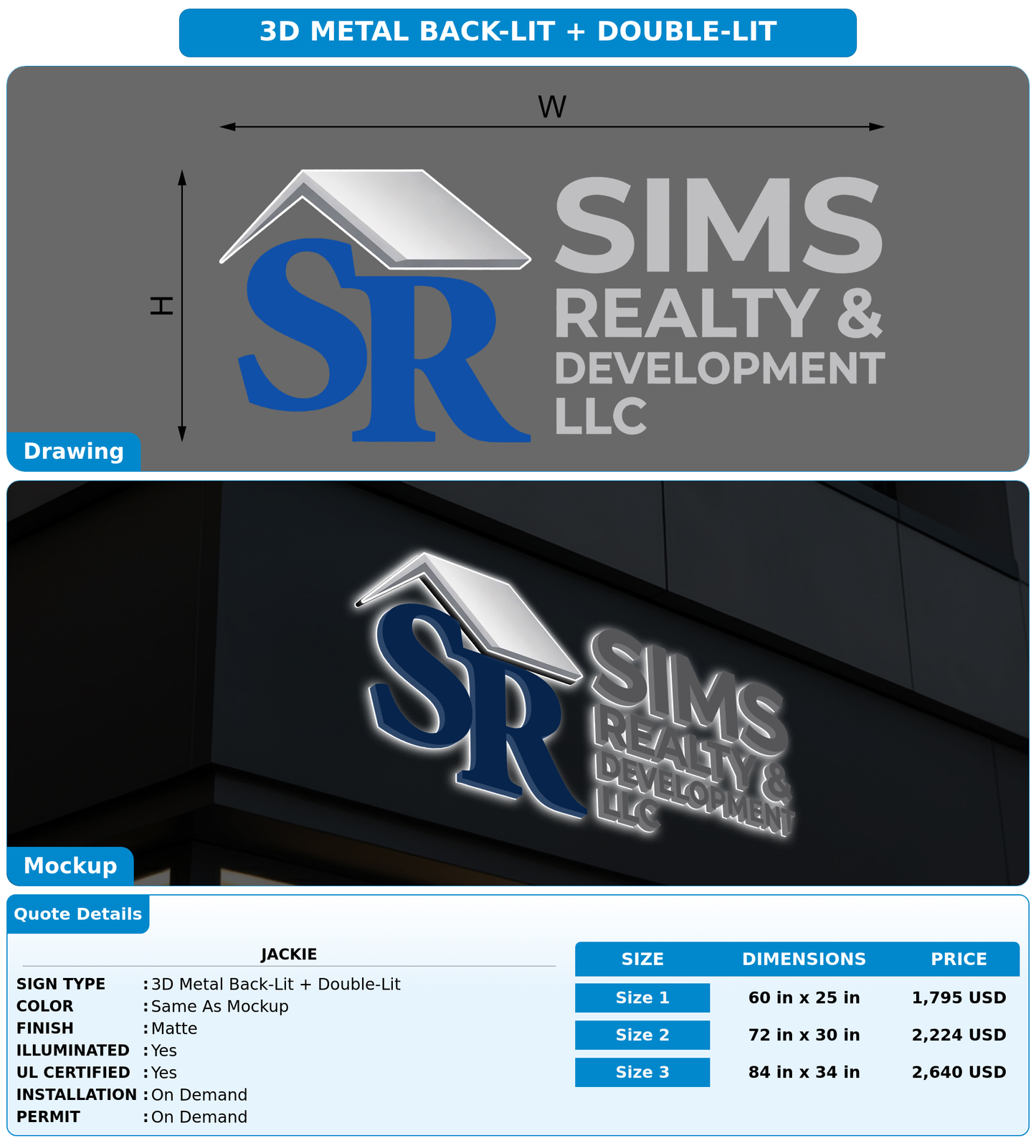 CUSTOM MOCKUP SIGN FOR Jackie