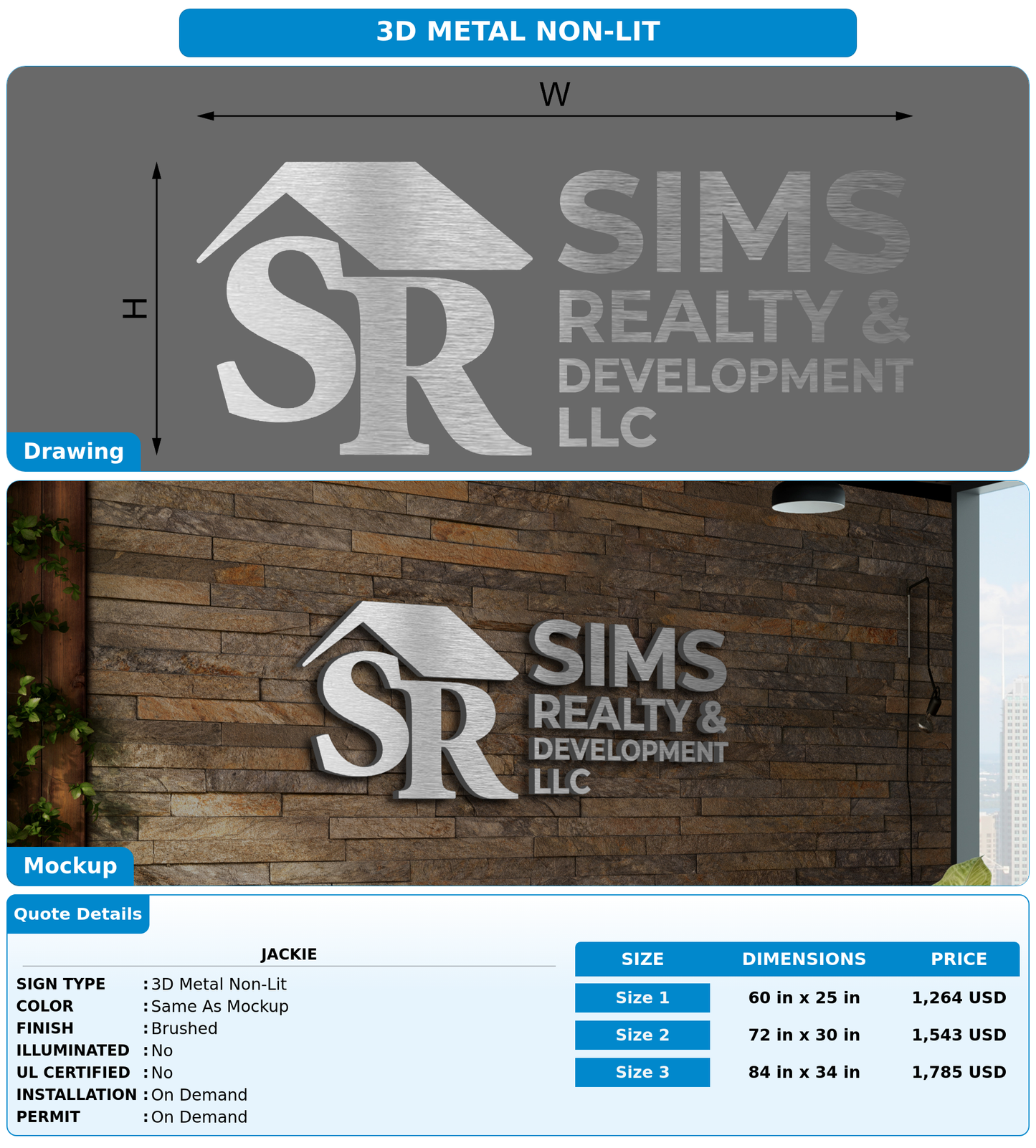 CUSTOM MOCKUP SIGN FOR Jackie