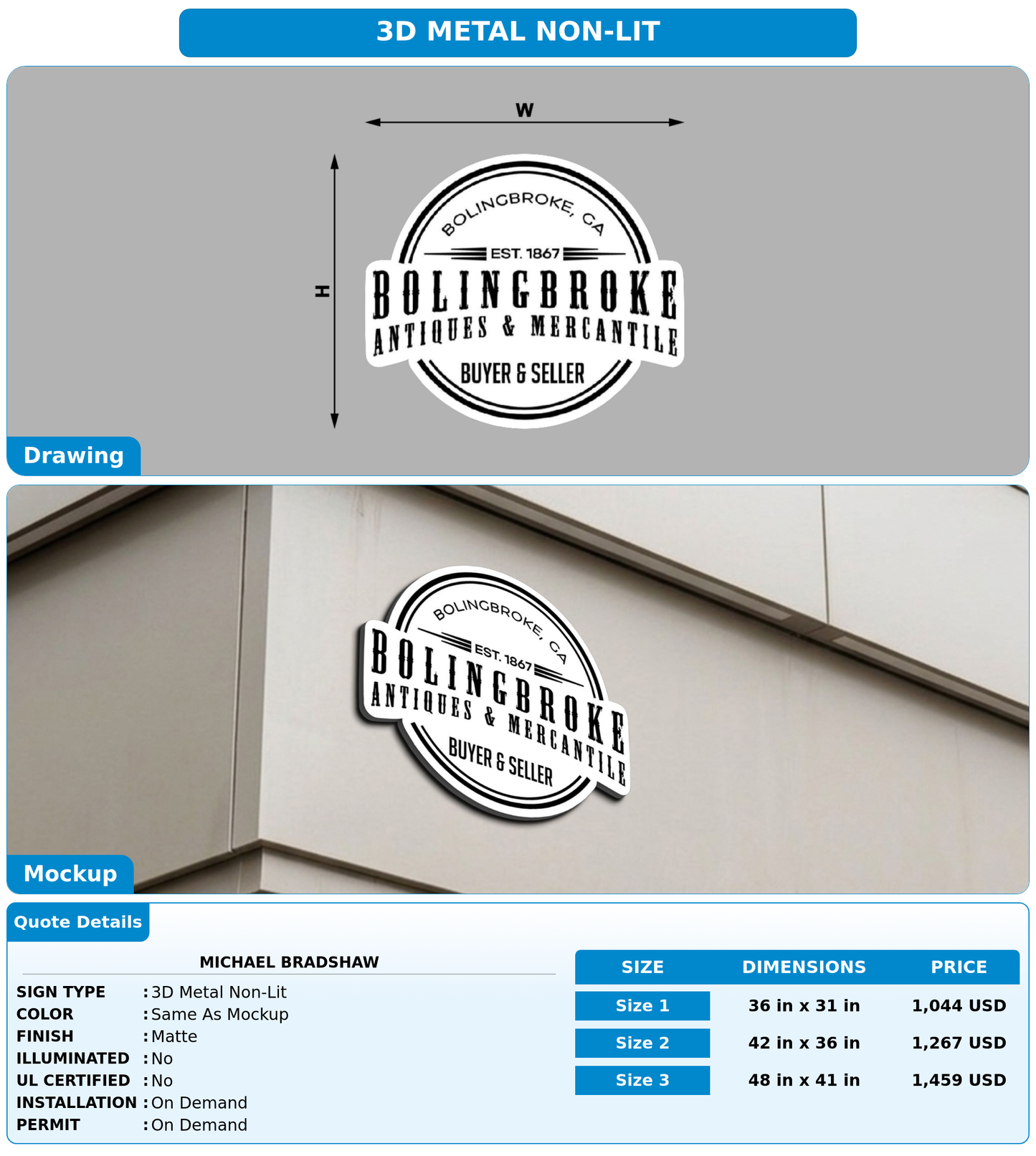 CUSTOM MOCKUP SIGN FOR Michael Bradshaw