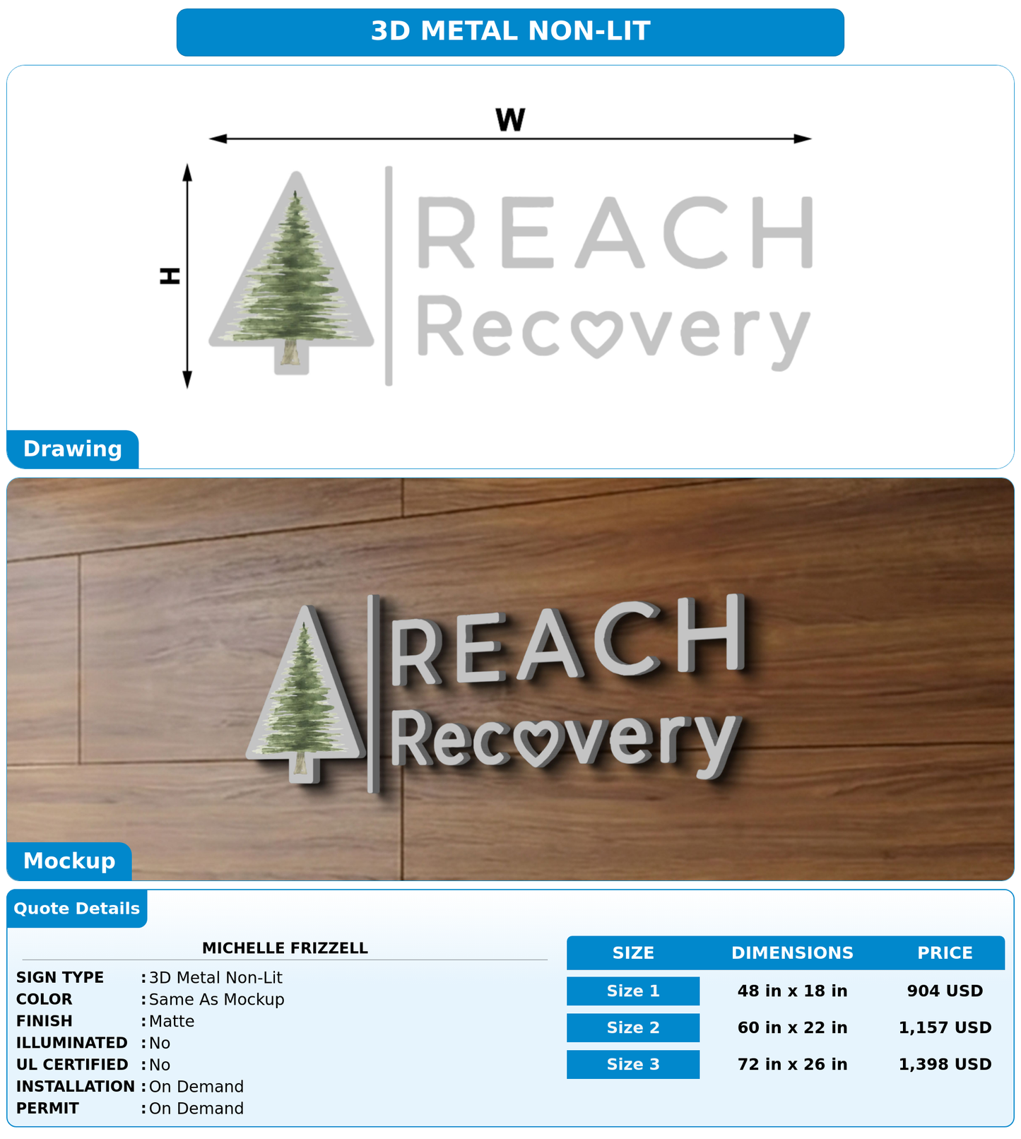 CUSTOM MOCKUP SIGN FOR Michelle Frizzell