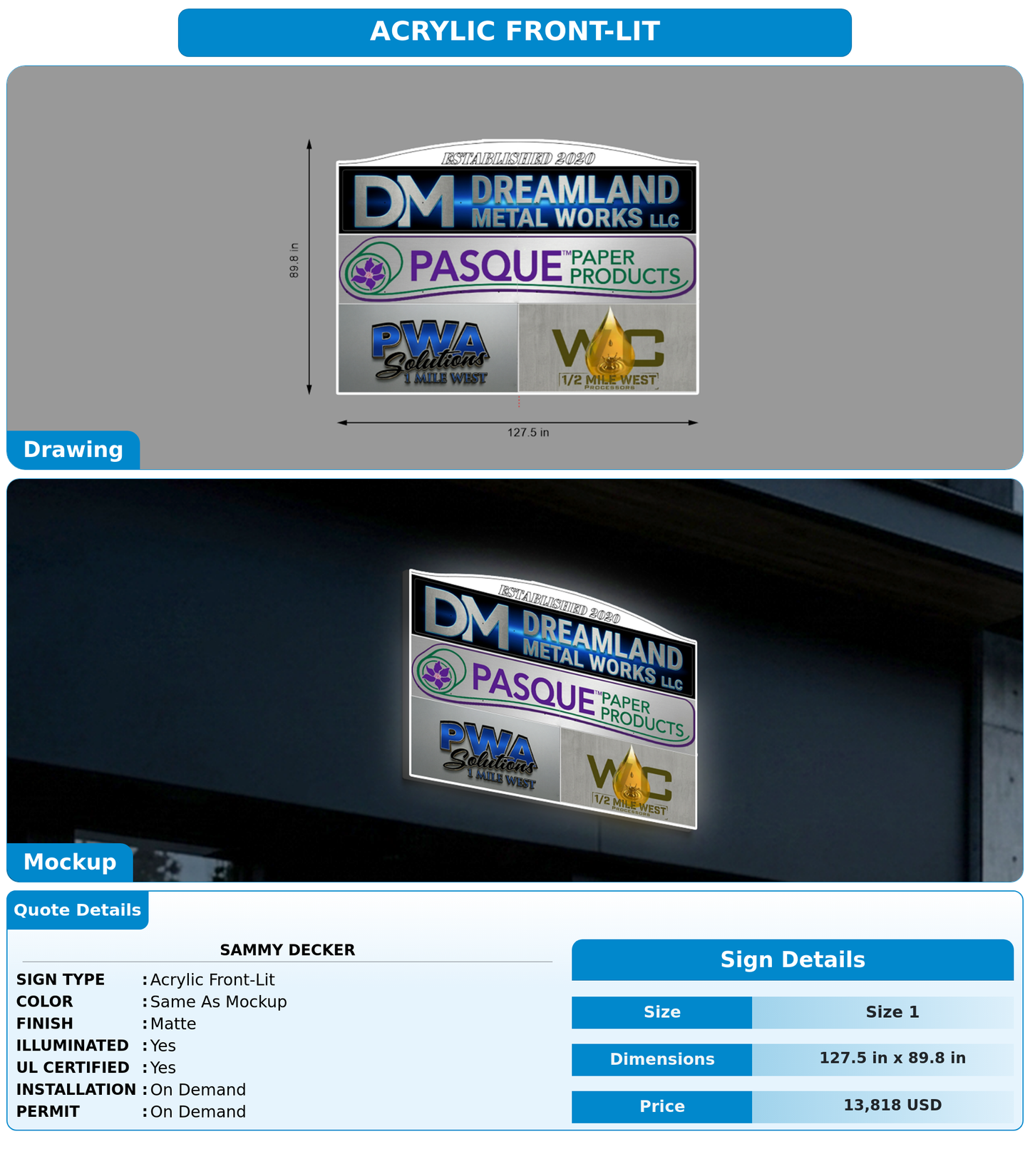 CUSTOM MOCKUP SIGN FOR Sammy Decker