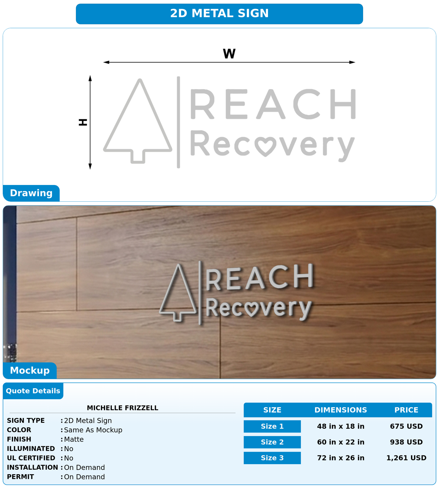 CUSTOM MOCKUP SIGN FOR Michelle Frizzell