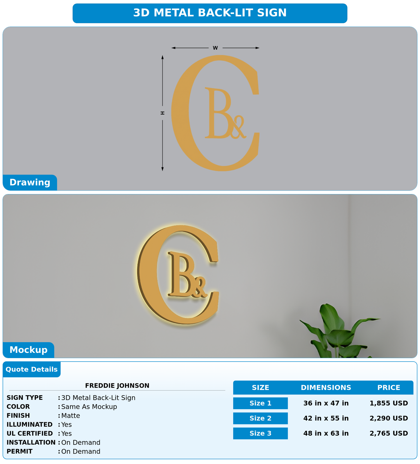 CUSTOM MOCKUP SIGN FOR Freddie Johnson