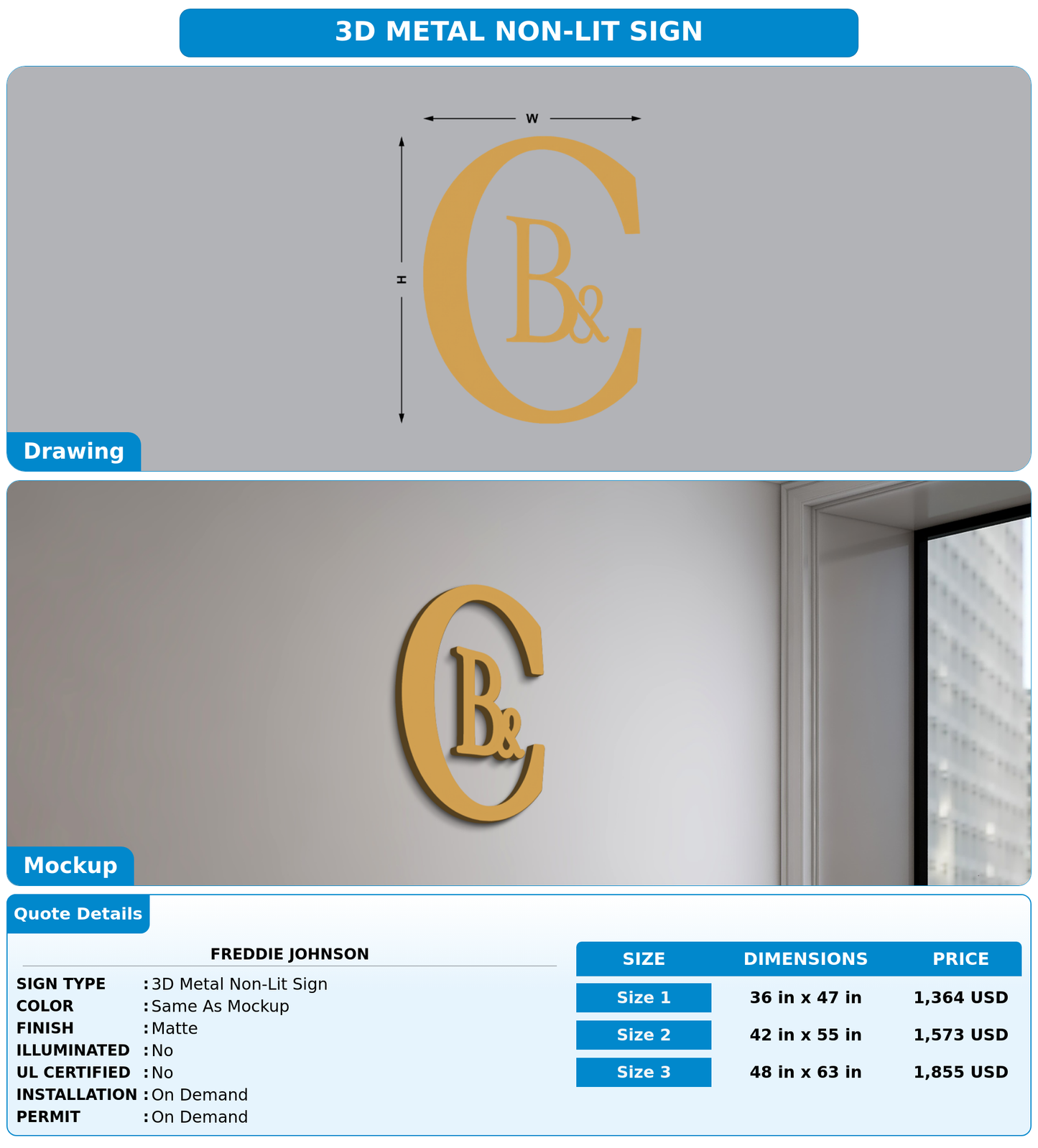 CUSTOM MOCKUP SIGN FOR Freddie Johnson