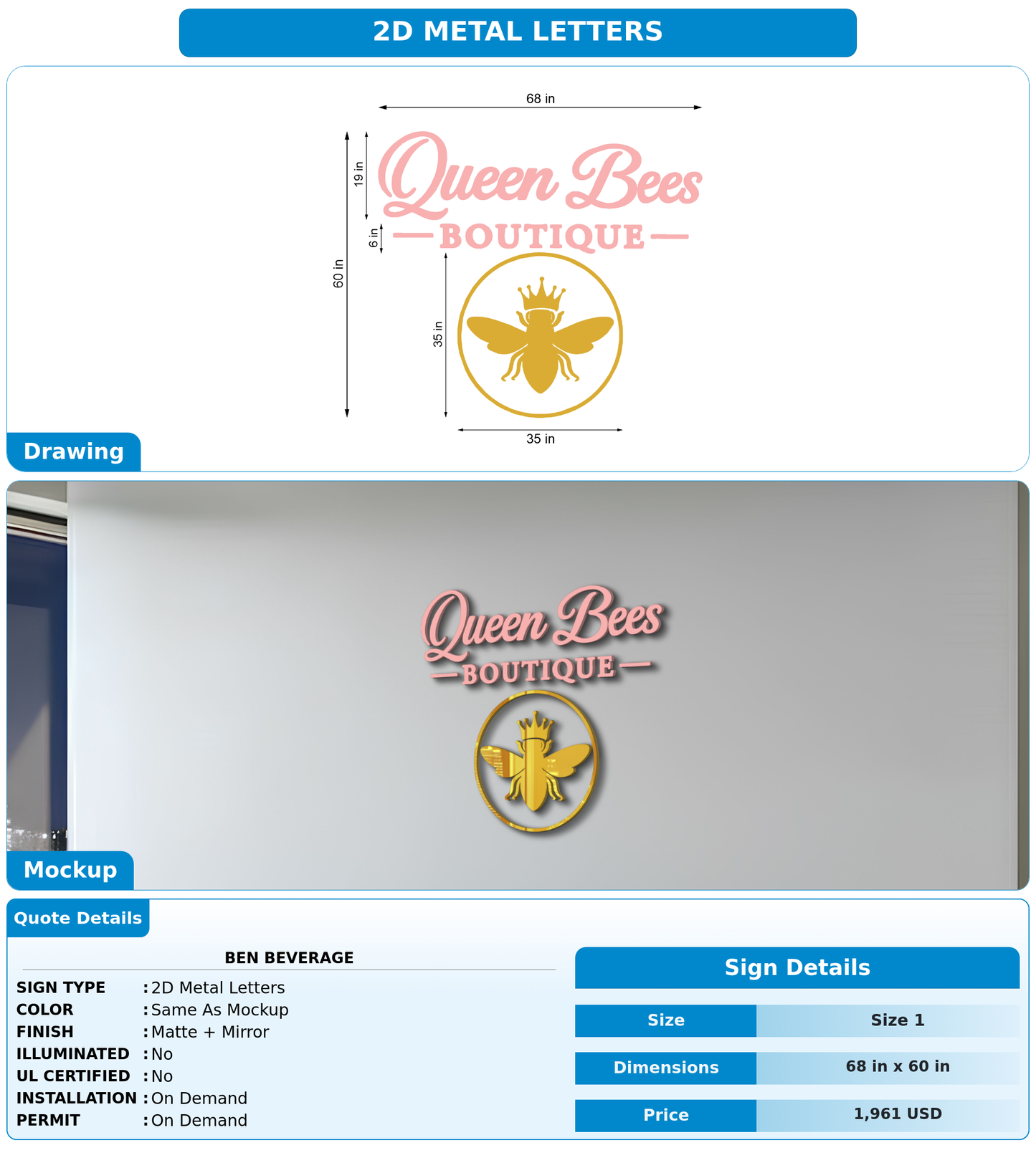 CUSTOM MOCKUP SIGN FOR Ben Beverage