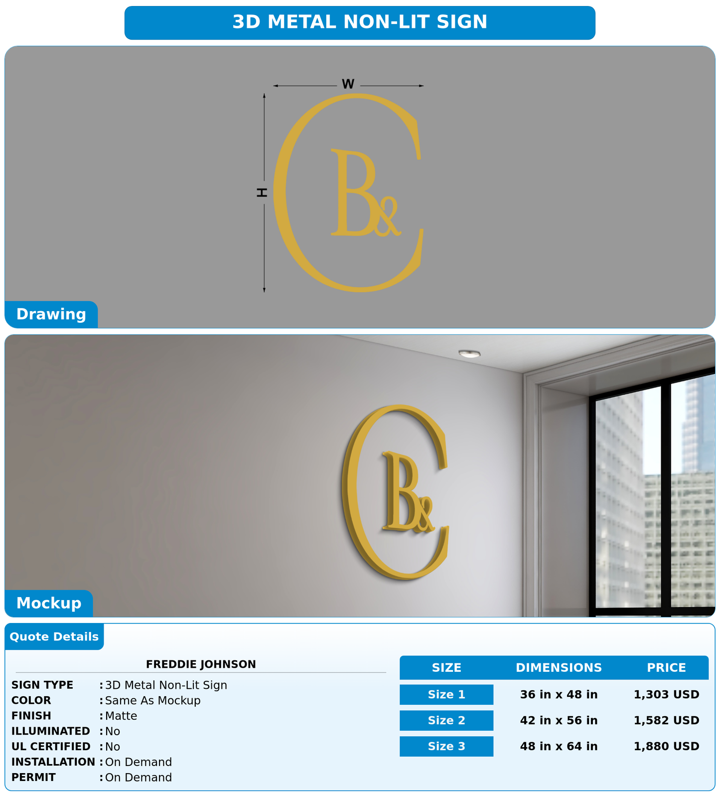 CUSTOM MOCKUP SIGN FOR Freddie Johnson