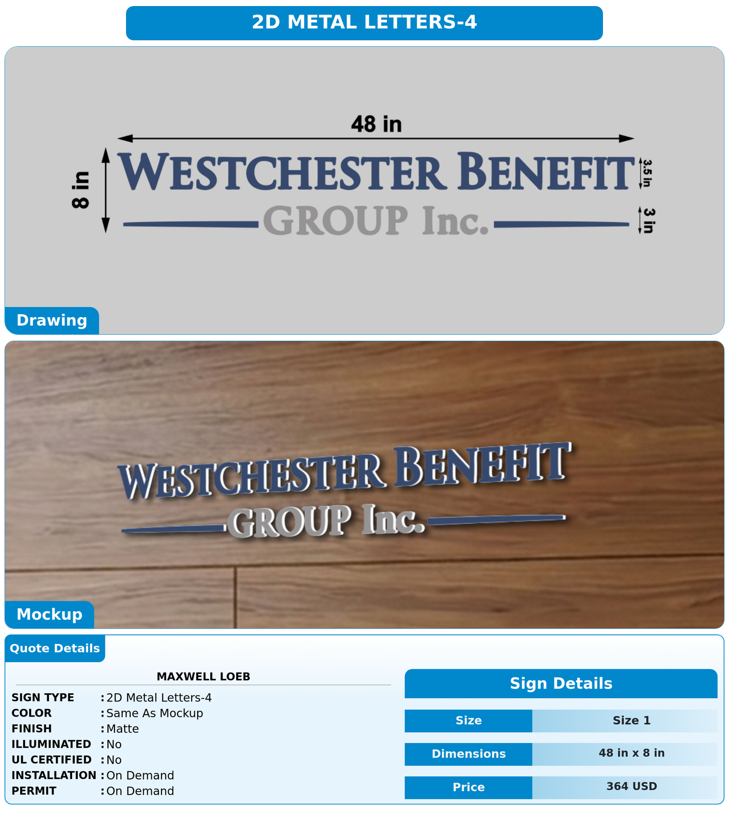 CUSTOM MOCKUP SIGN FOR Maxwell Loeb