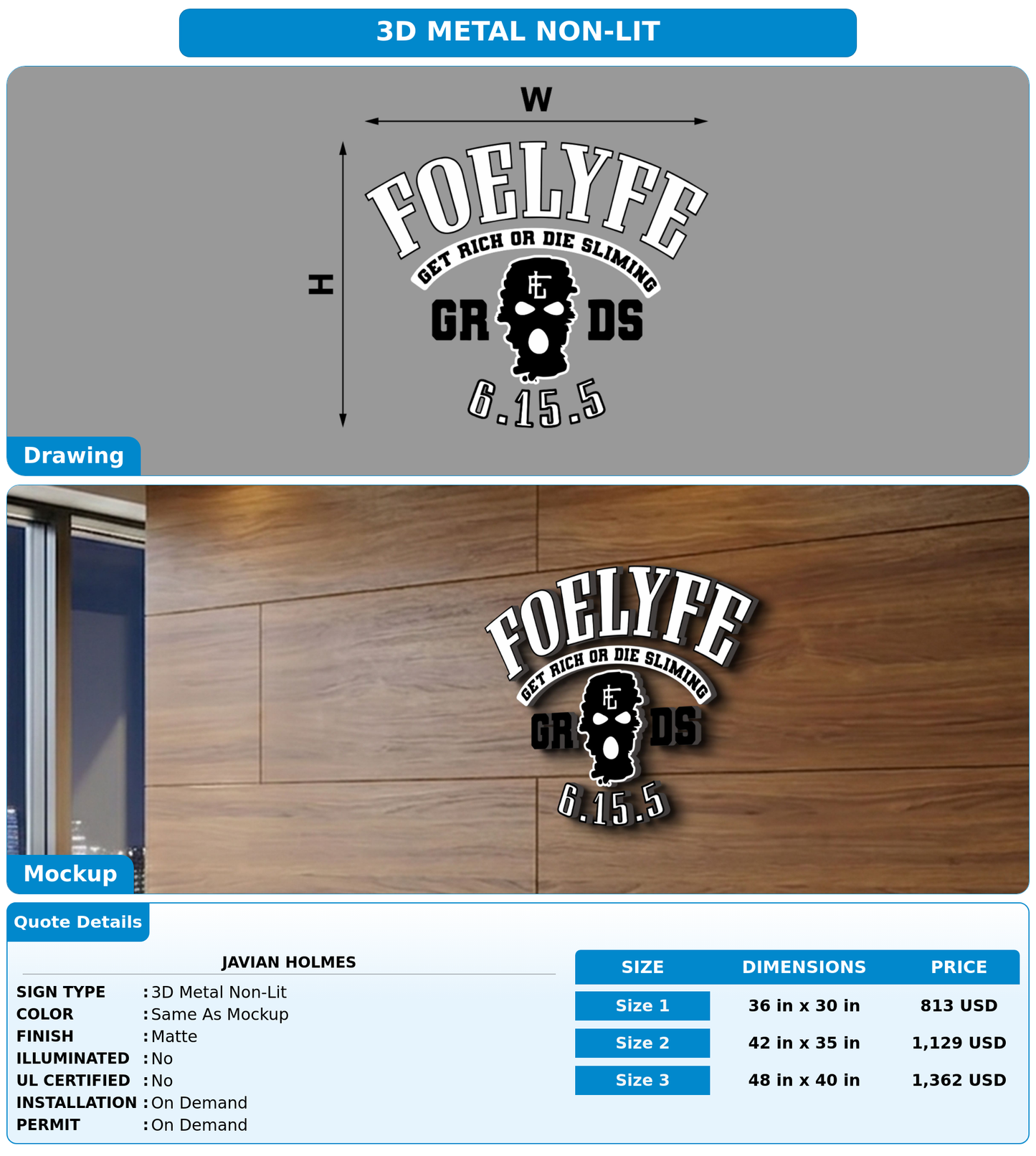CUSTOM MOCKUP SIGN FOR javian holmes