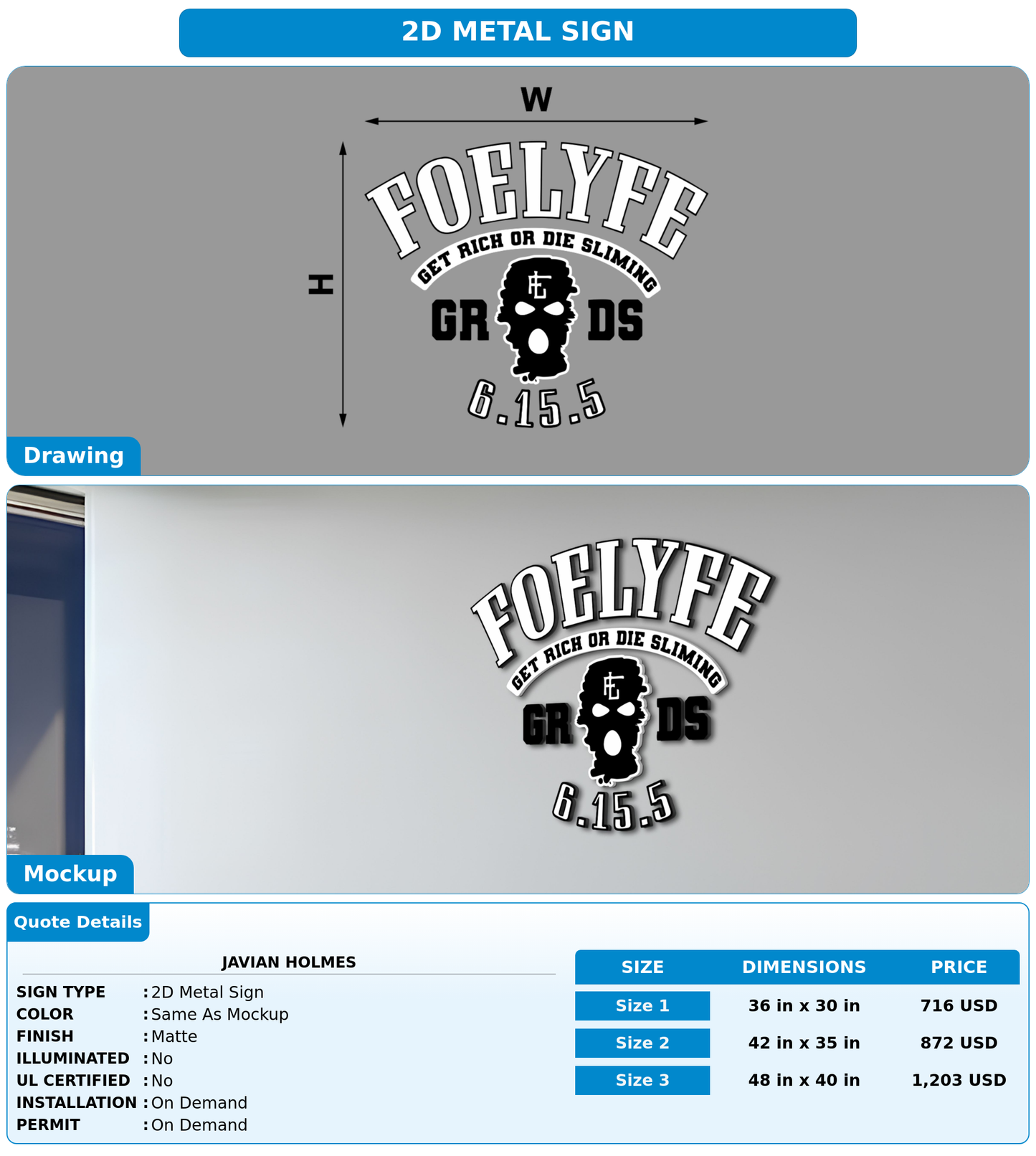 CUSTOM MOCKUP SIGN FOR javian holmes