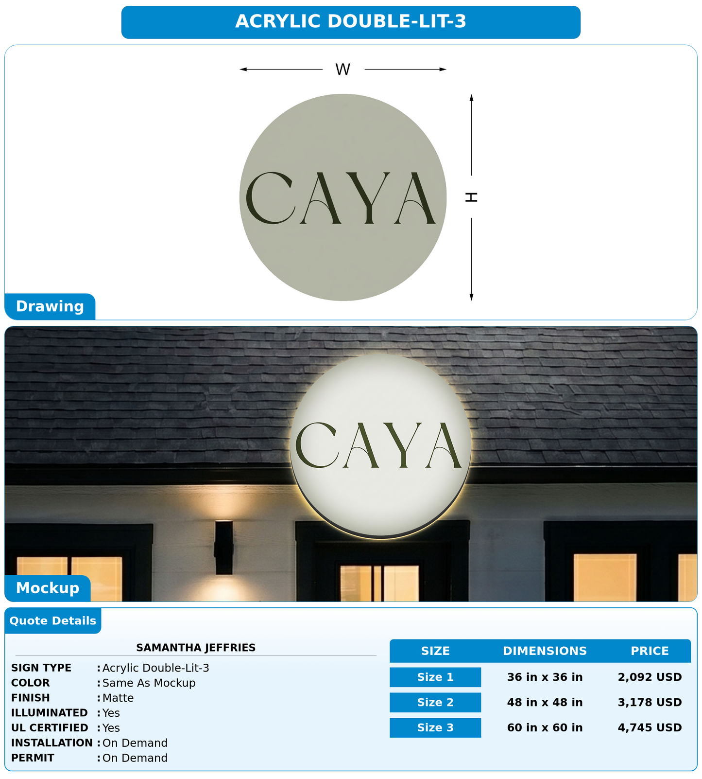 CUSTOM MOCKUP SIGN FOR Samantha Jeffries
