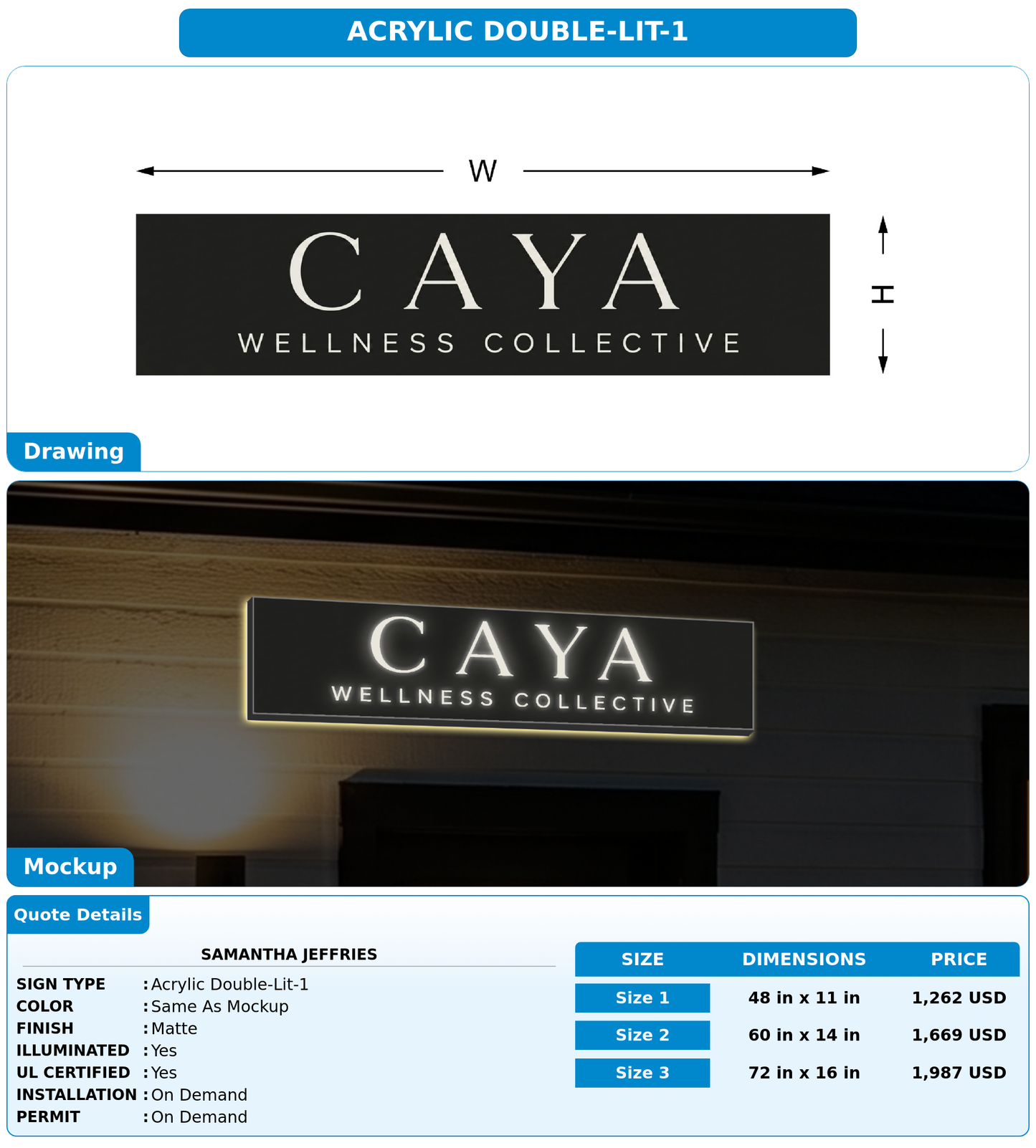 CUSTOM MOCKUP SIGN FOR Samantha Jeffries