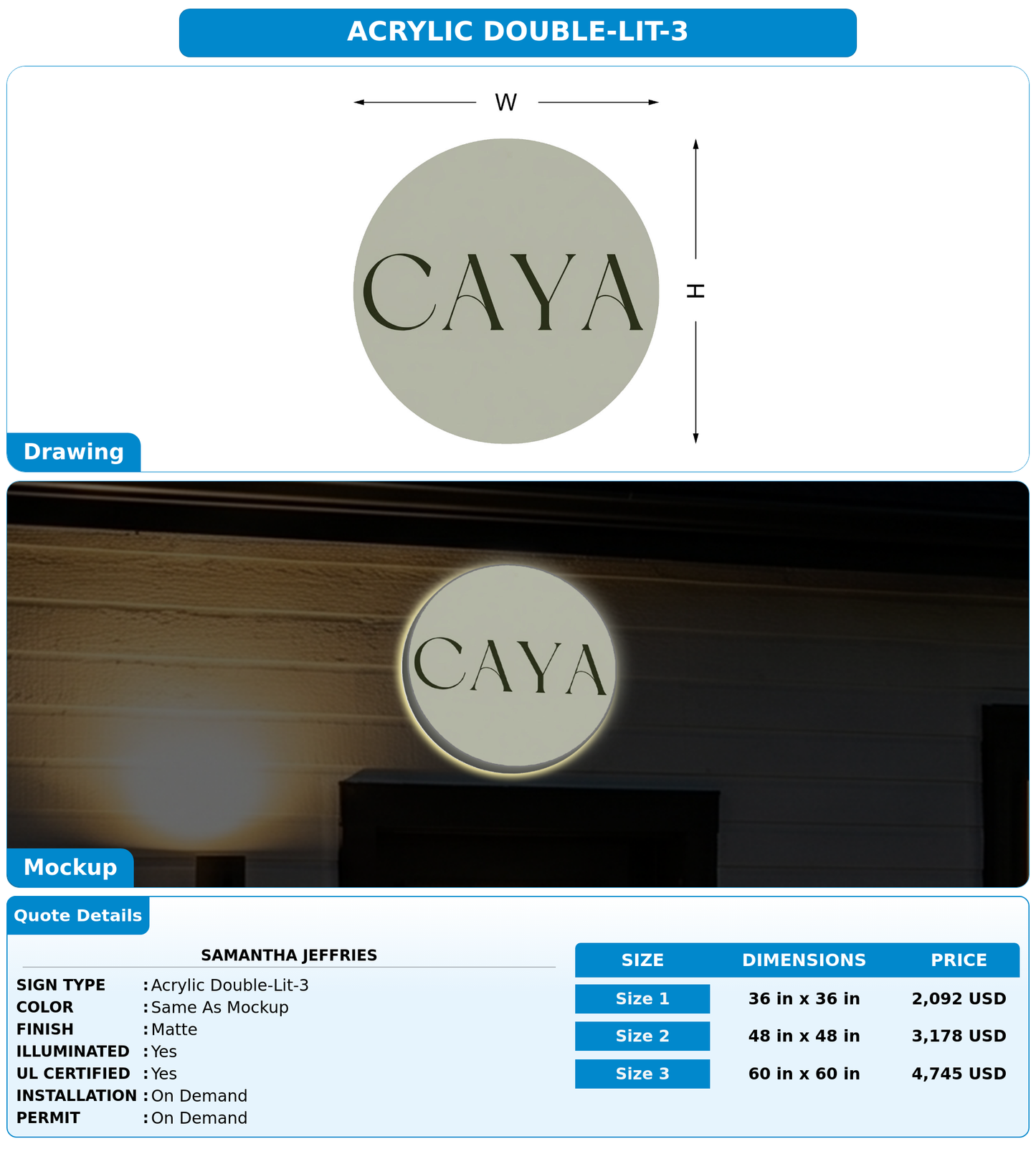 CUSTOM MOCKUP SIGN FOR Samantha Jeffries