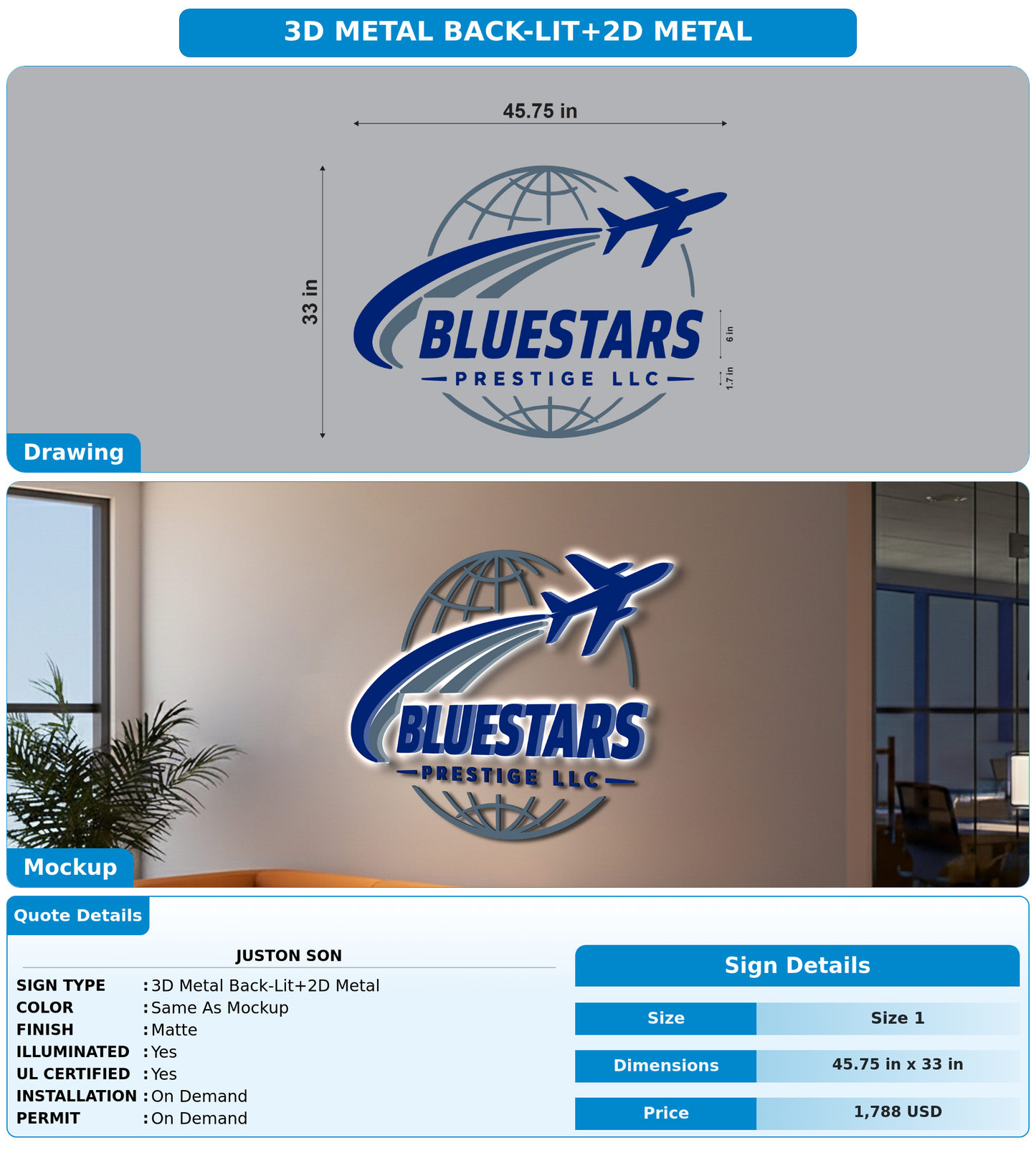 CUSTOM MOCKUP SIGN FOR Juston Son