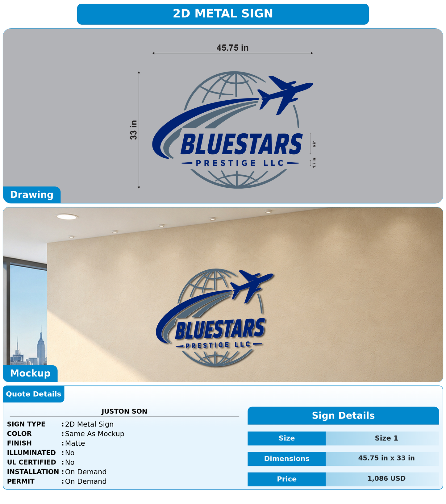 CUSTOM MOCKUP SIGN FOR Juston Son