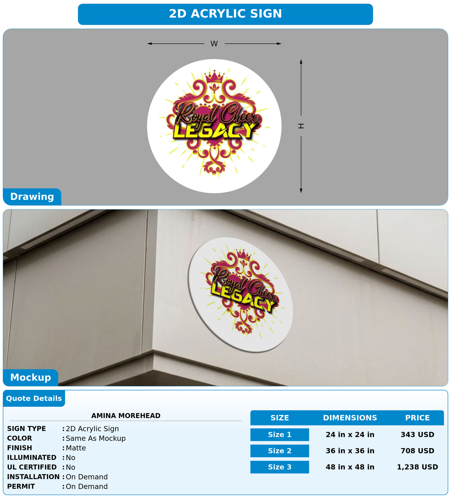 CUSTOM MOCKUP SIGN FOR Amina Morehead