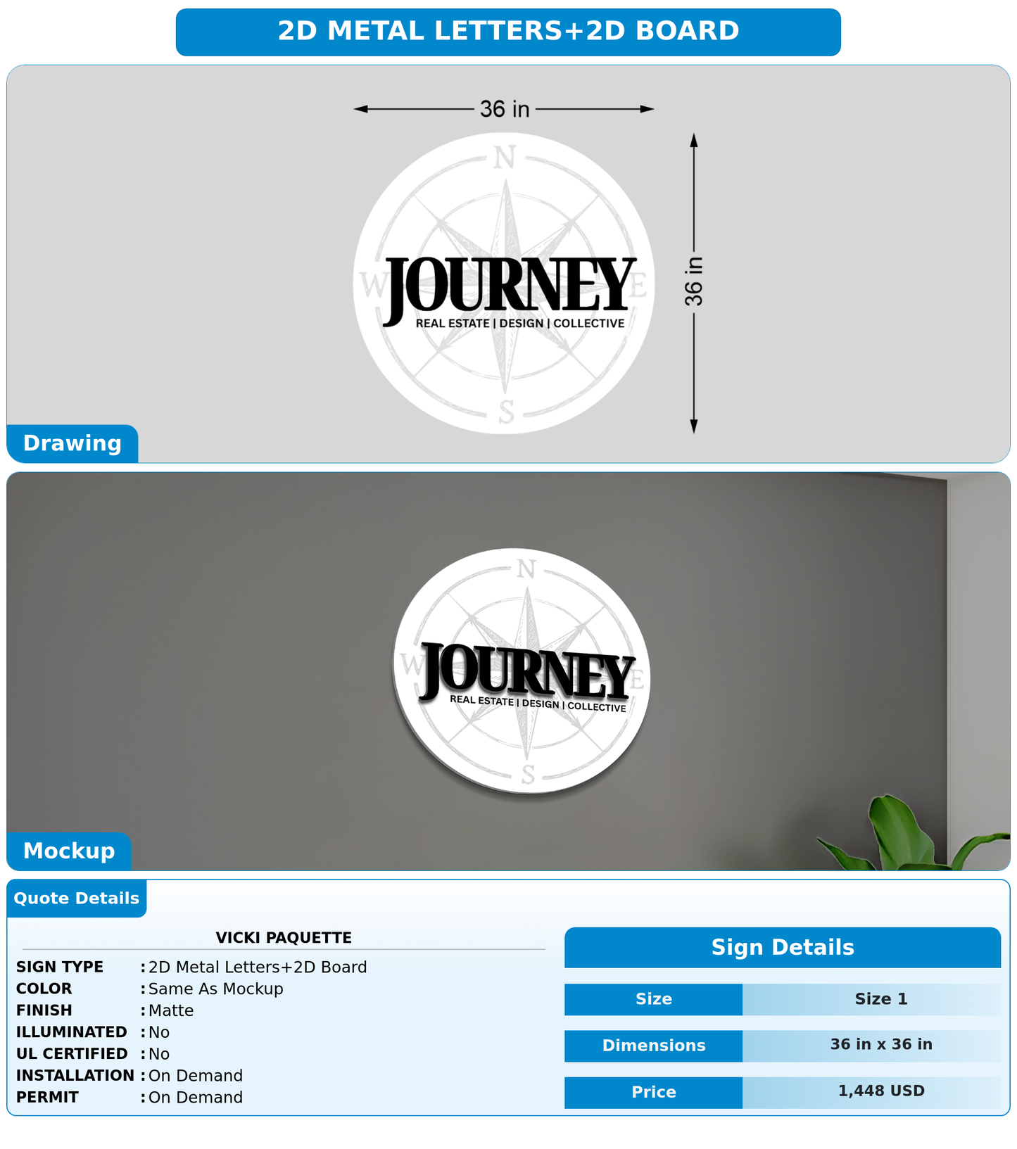 CUSTOM MOCKUP SIGN FOR Vicki Paquette