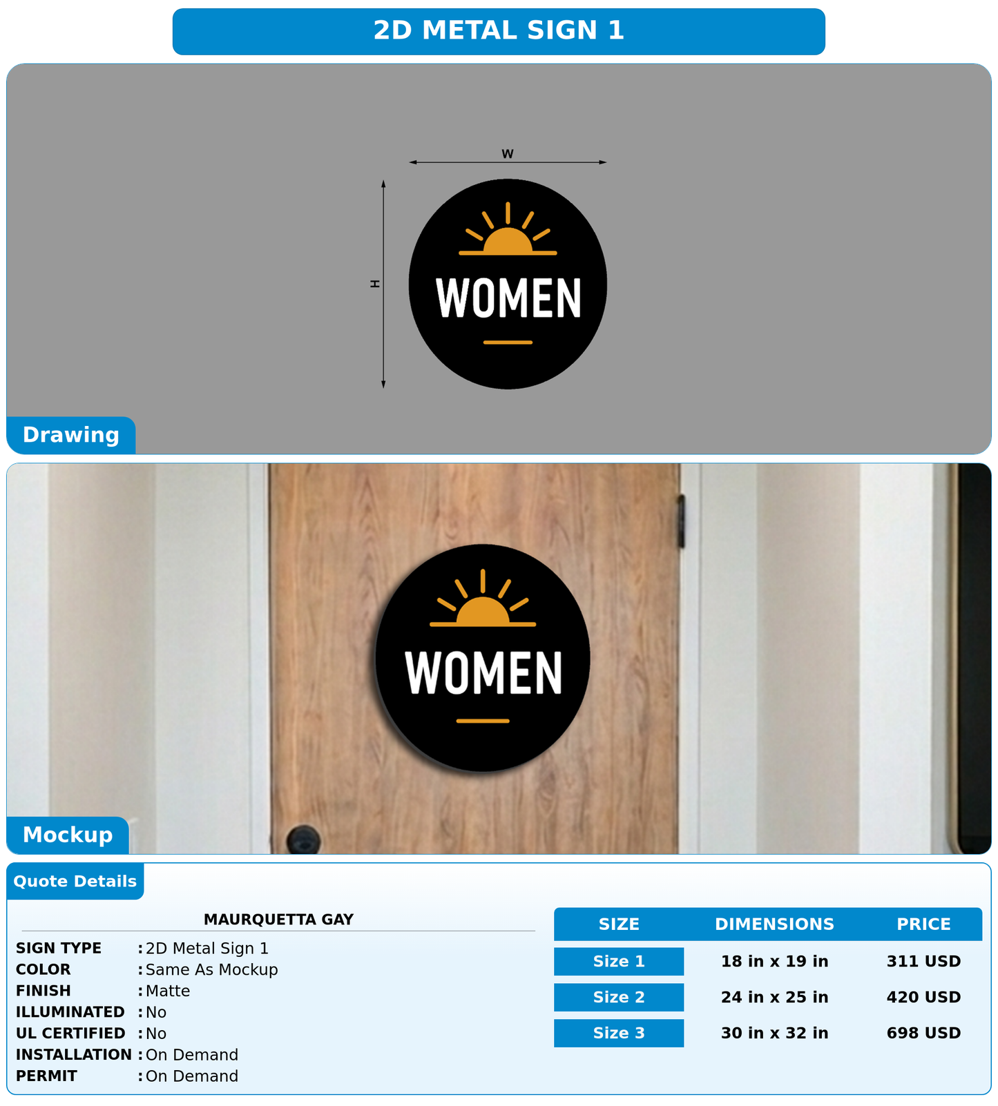 CUSTOM MOCKUP SIGN FOR Maurquetta Gay