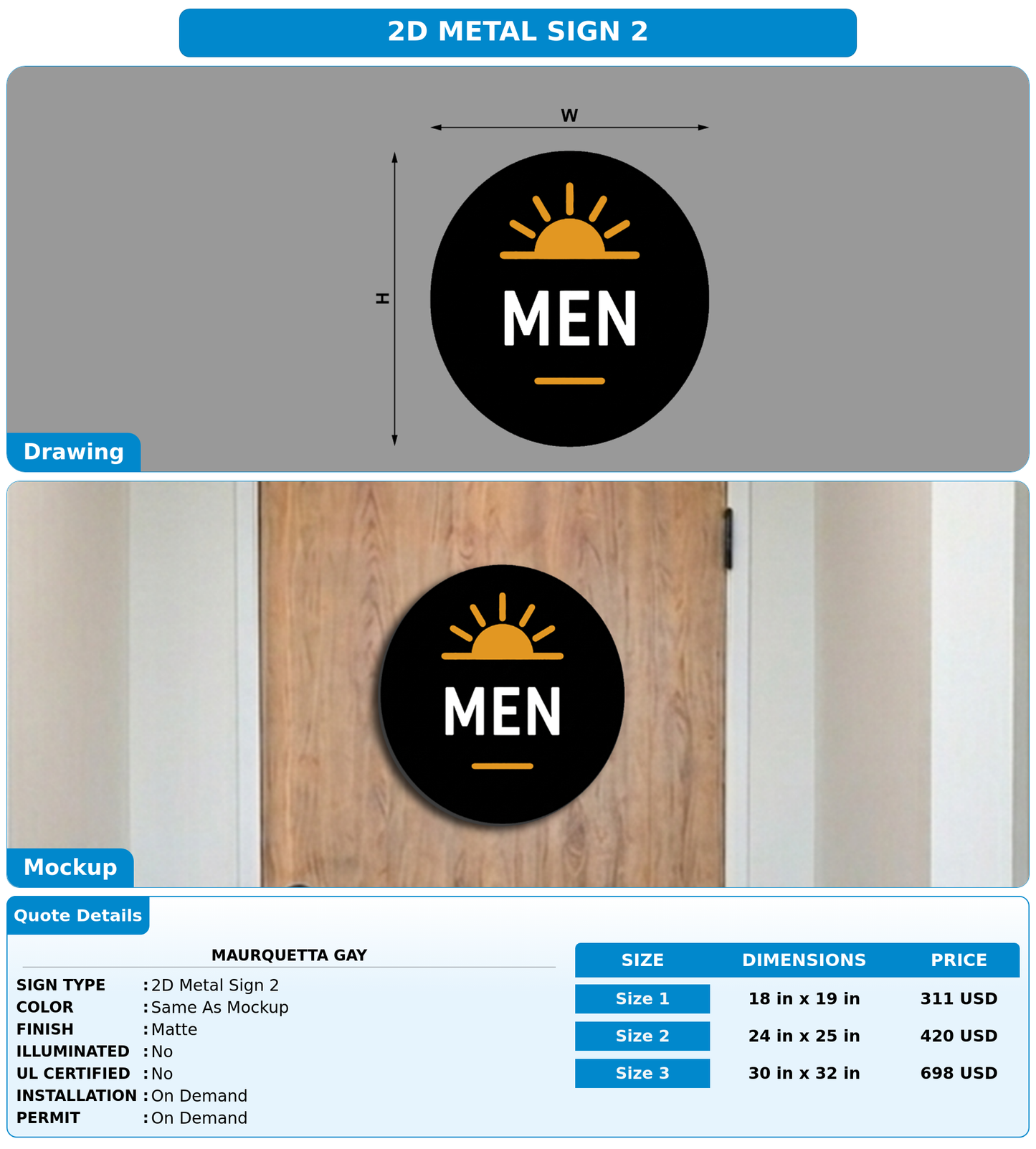 CUSTOM MOCKUP SIGN FOR Maurquetta Gay