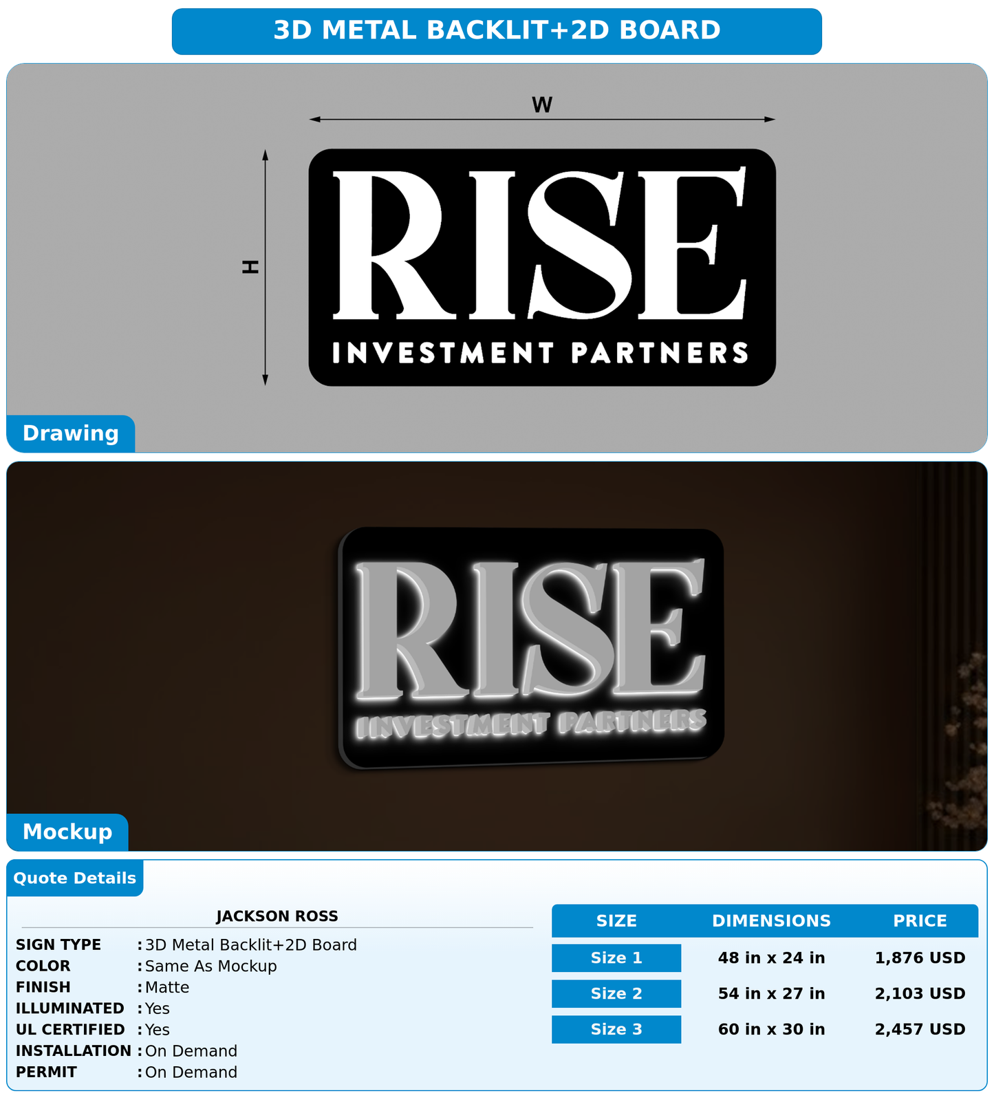 CUSTOM MOCKUP SIGN FOR Jackson Ross