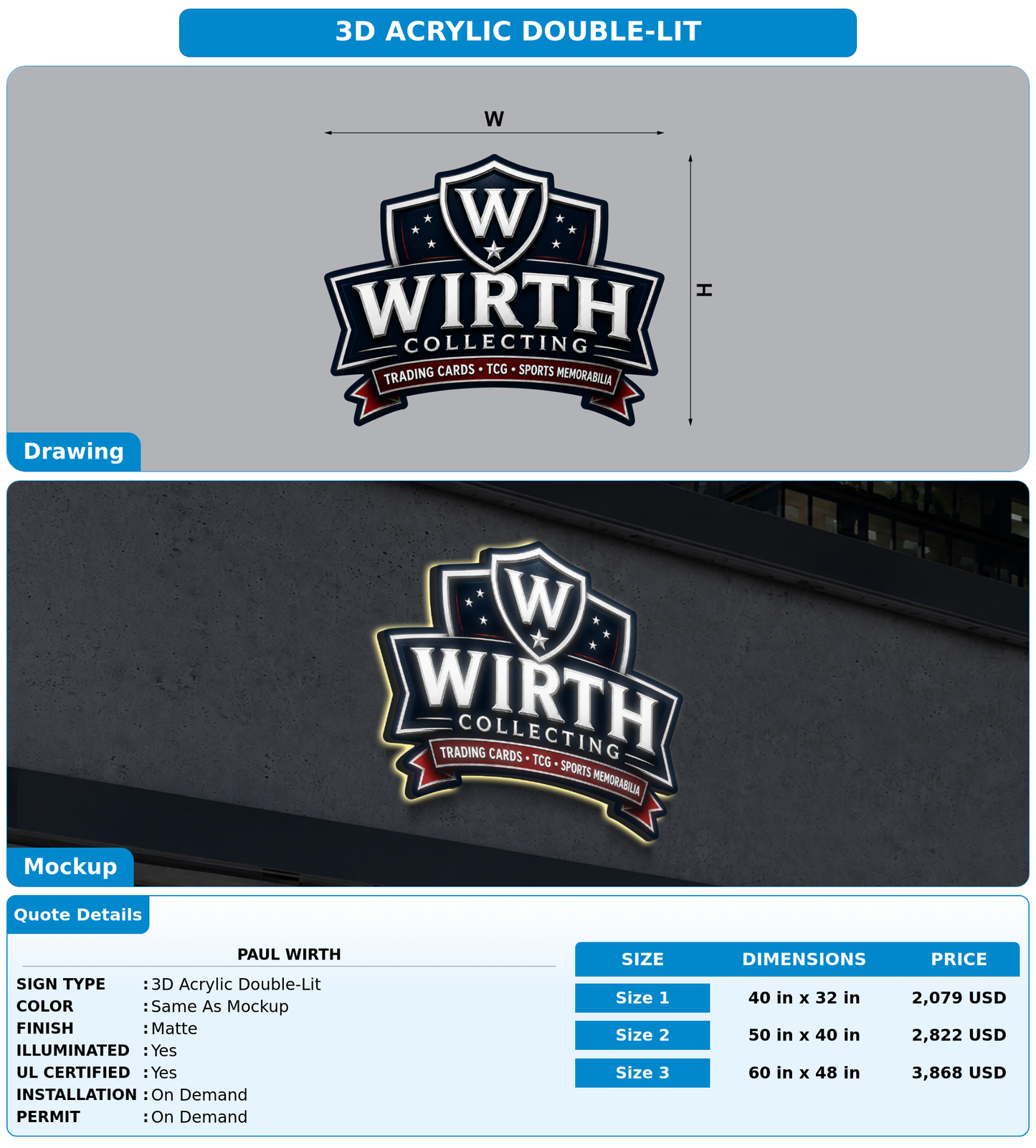 CUSTOM MOCKUP SIGN FOR Paul Wirth