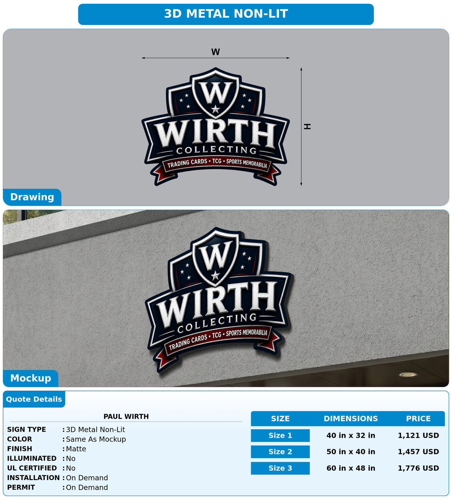 CUSTOM MOCKUP SIGN FOR Paul Wirth