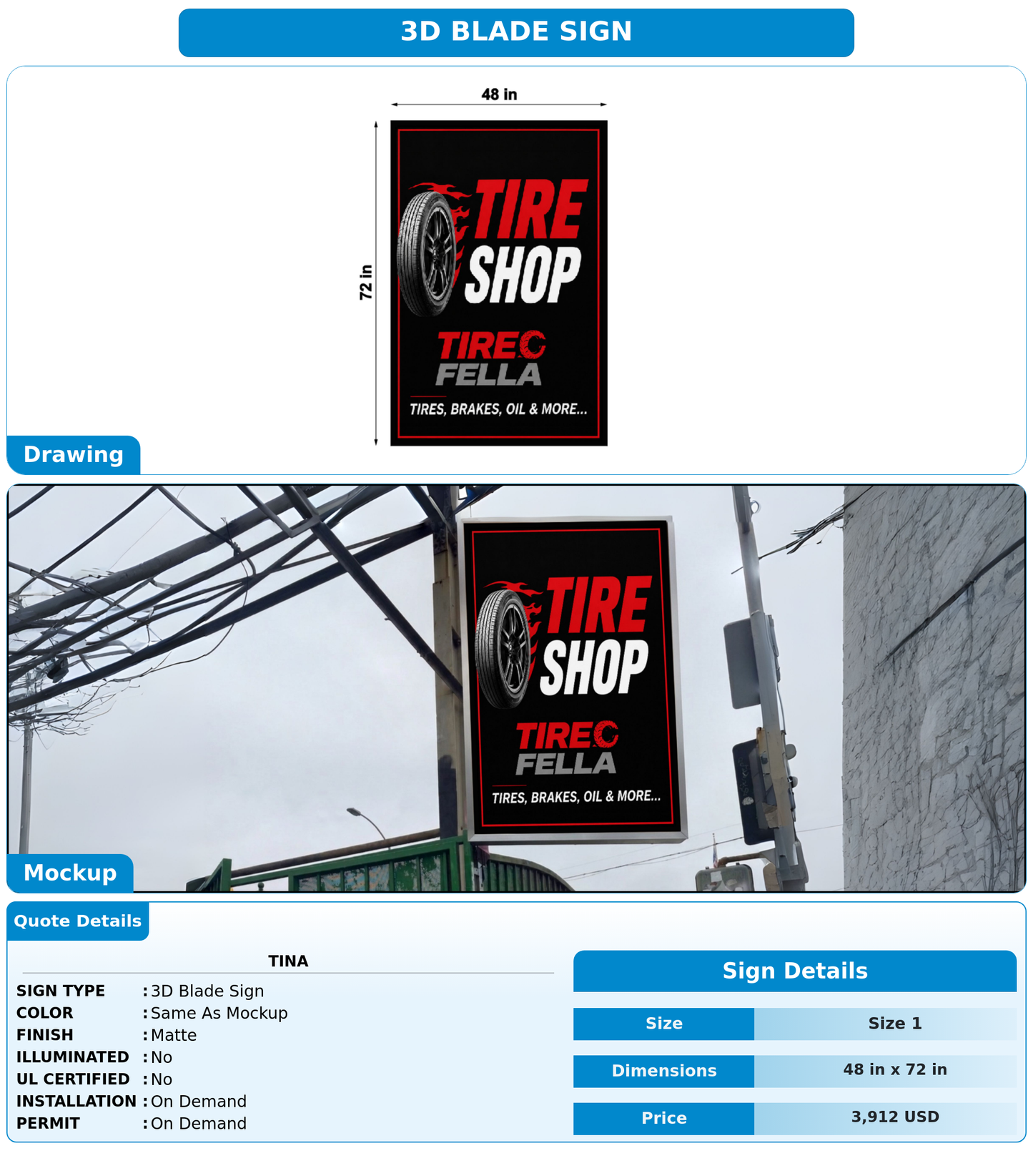 CUSTOM MOCKUP SIGN FOR Tina