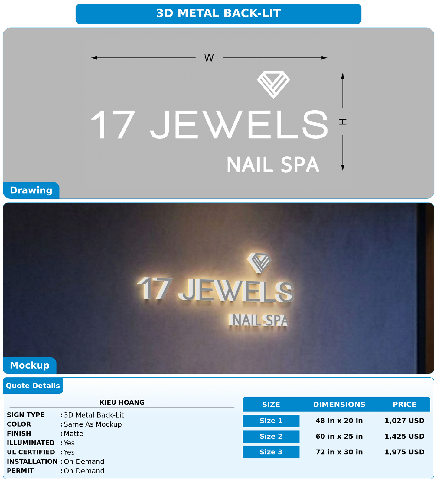 CUSTOM MOCKUP SIGN FOR kieu hoang
