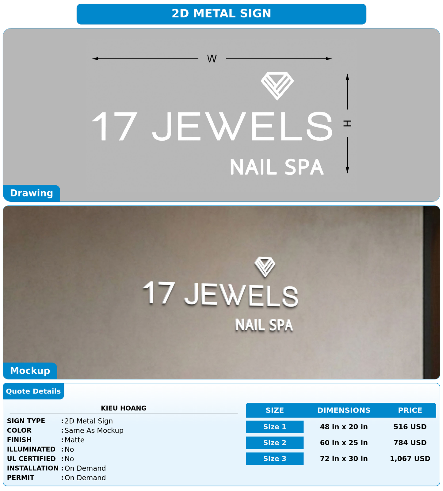 CUSTOM MOCKUP SIGN FOR kieu hoang