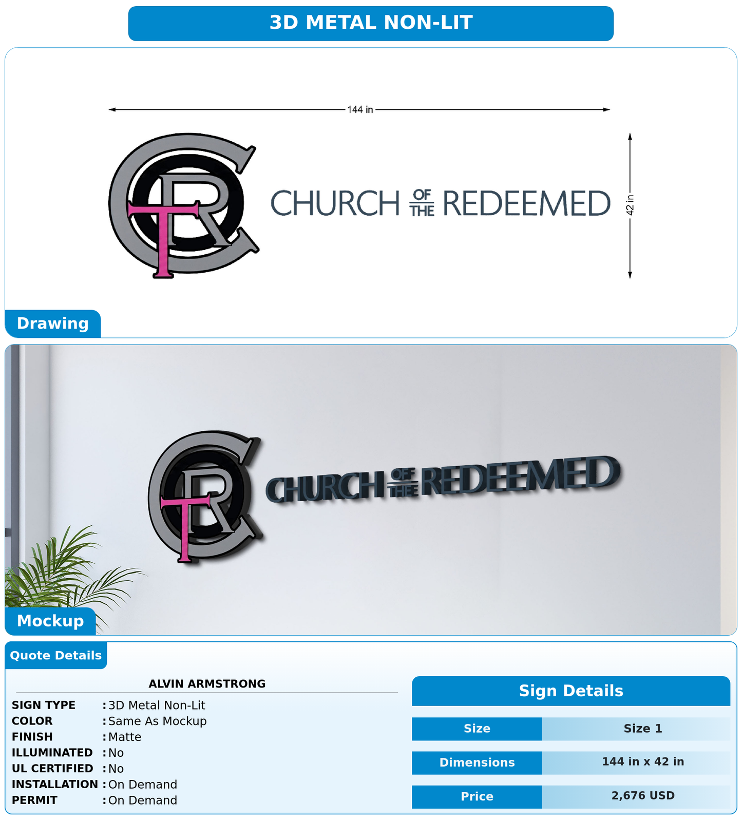 CUSTOM MOCKUP SIGN FOR Alvin Armstrong