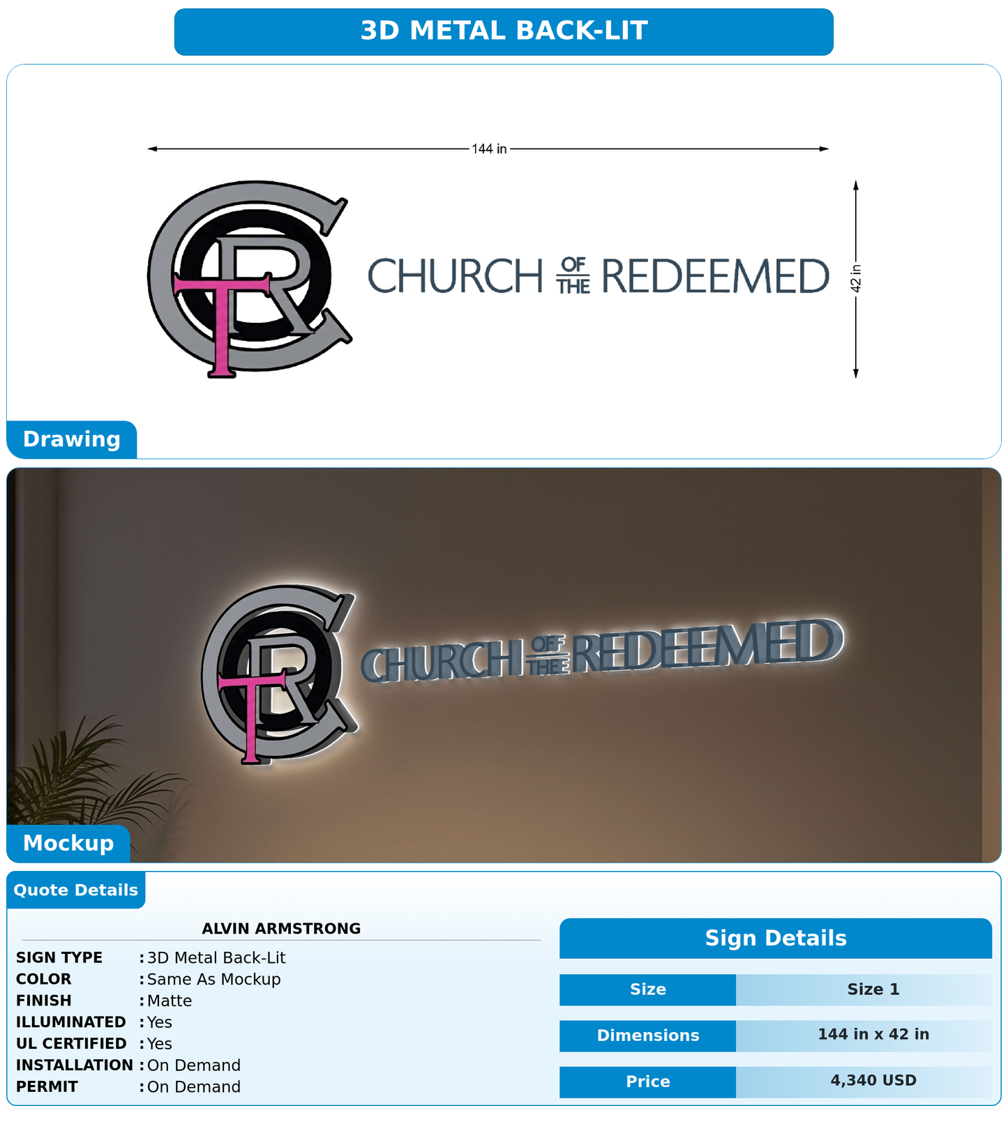 CUSTOM MOCKUP SIGN FOR Alvin Armstrong