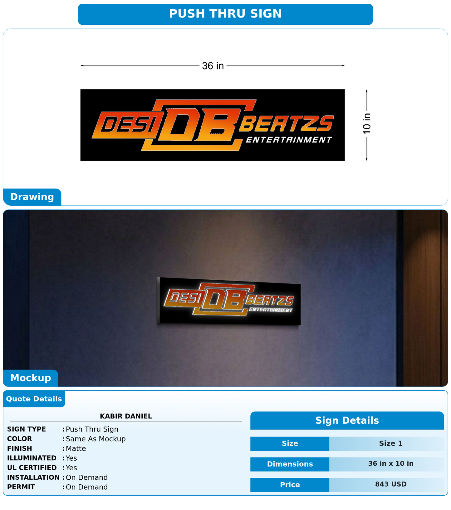 CUSTOM MOCKUP SIGN FOR Kabir Daniel