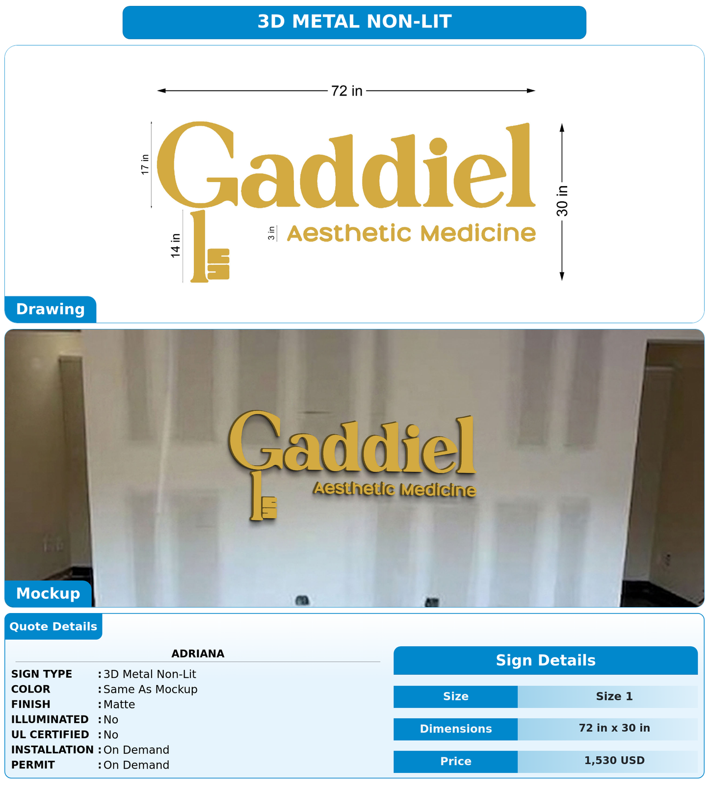 CUSTOM MOCKUP SIGN FOR Adriana