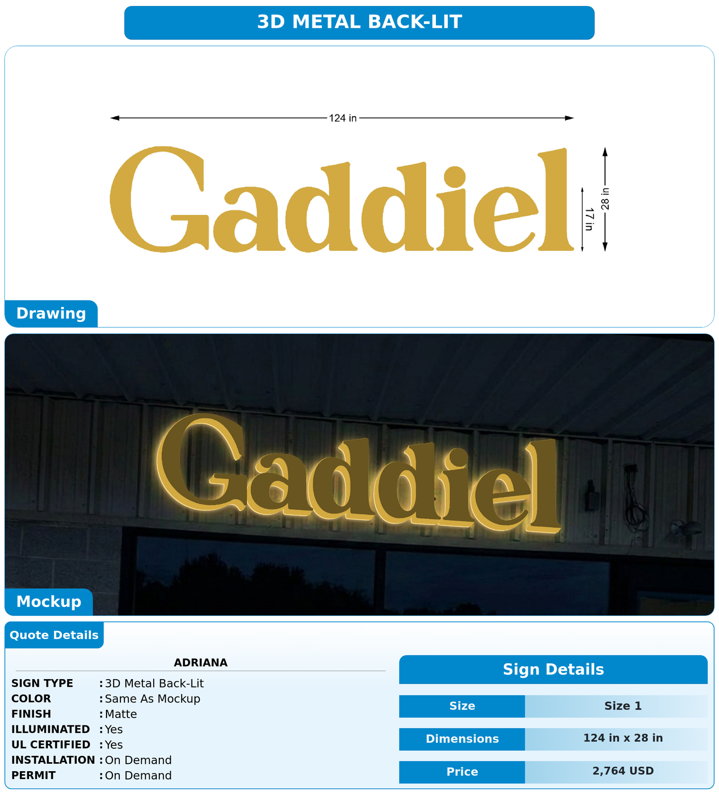 CUSTOM MOCKUP SIGN FOR Adriana