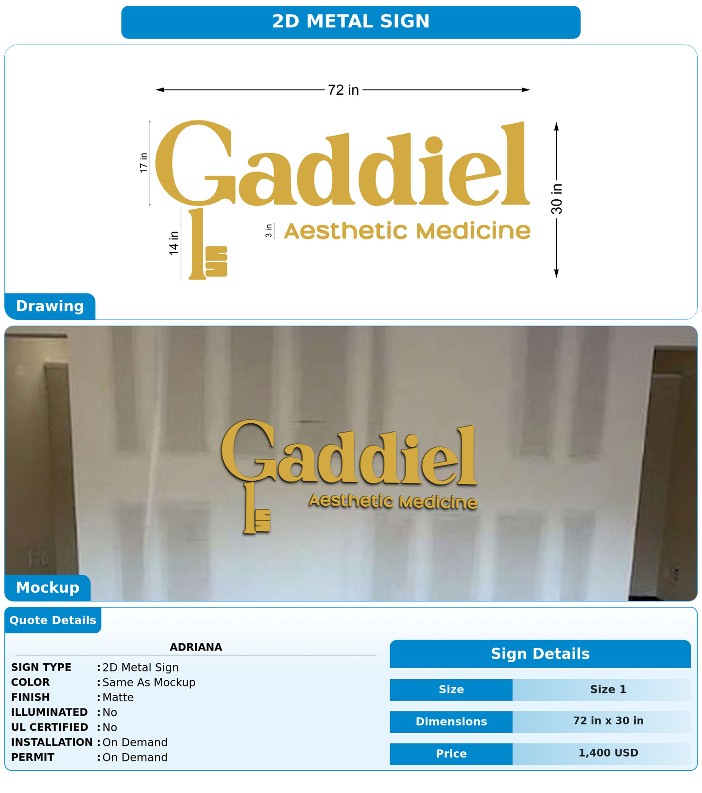 CUSTOM MOCKUP SIGN FOR Adriana