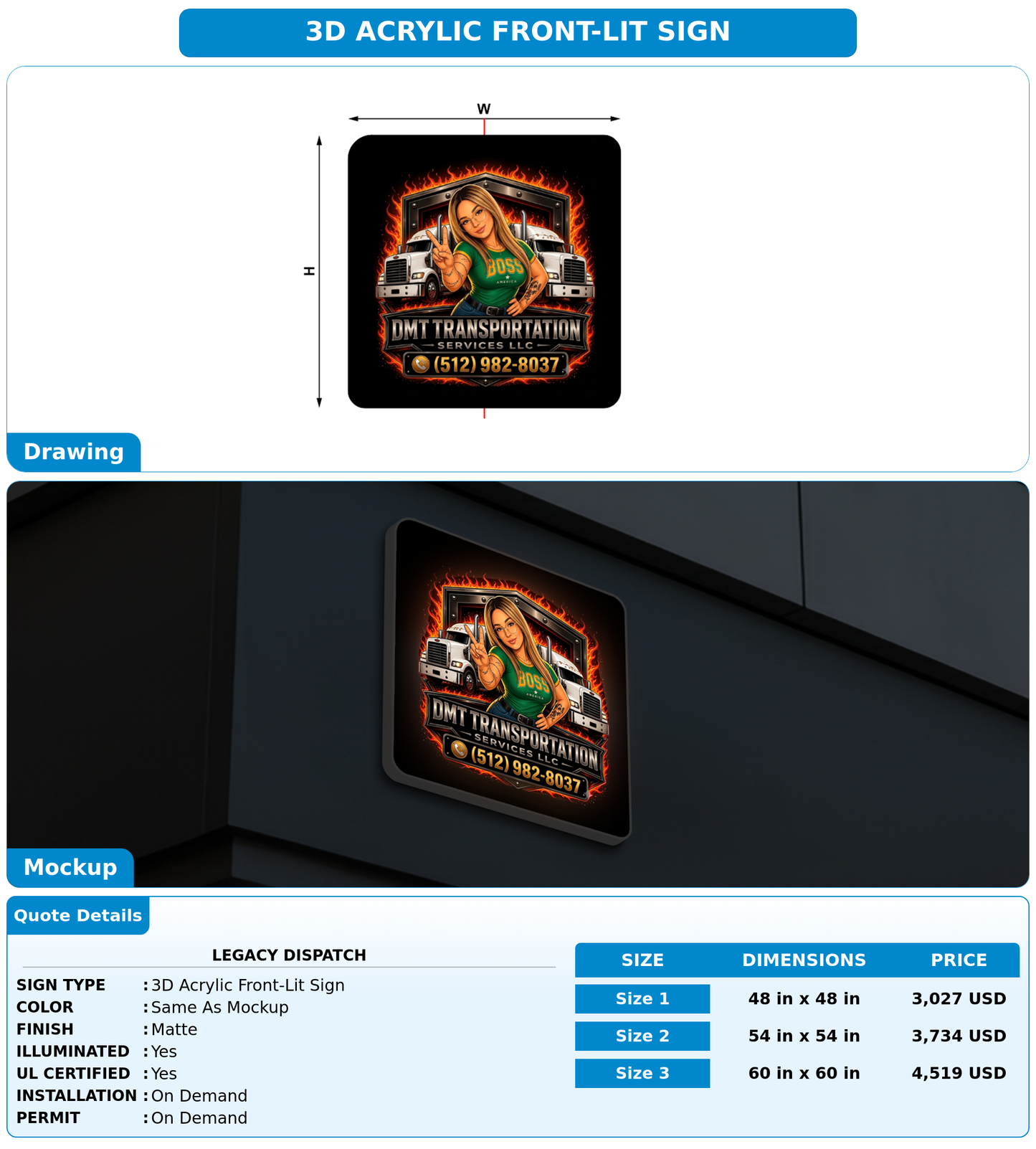 CUSTOM MOCKUP SIGN FOR Legacy Dispatch