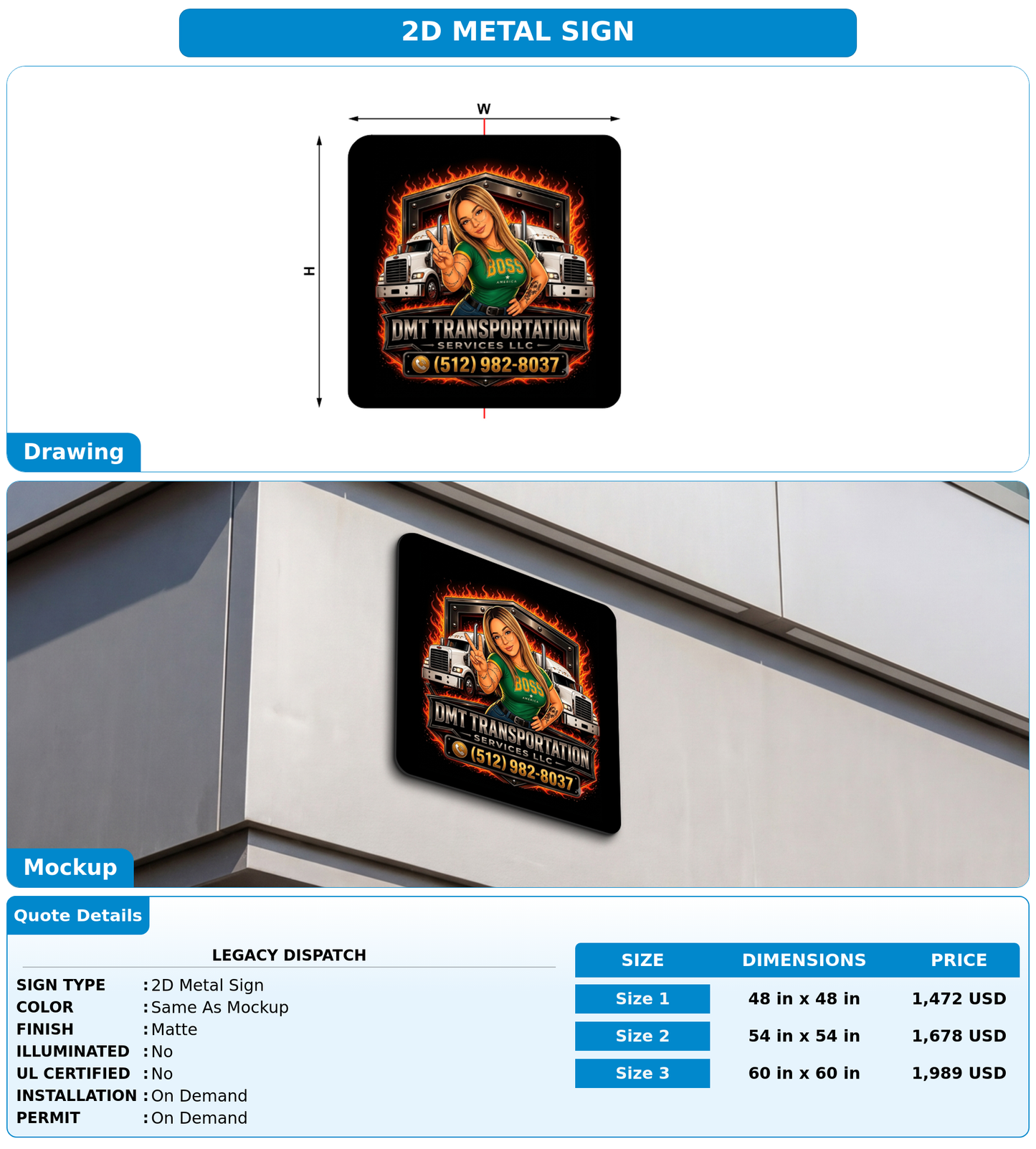 CUSTOM MOCKUP SIGN FOR Legacy Dispatch