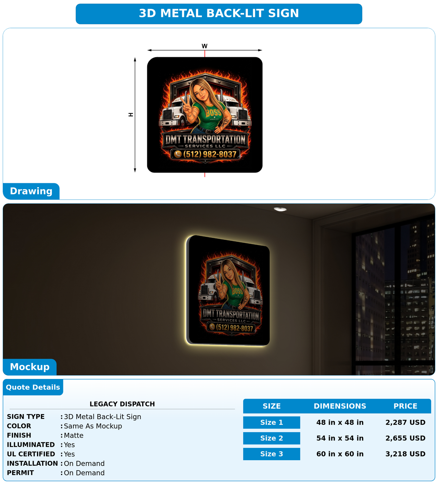 CUSTOM MOCKUP SIGN FOR Legacy Dispatch