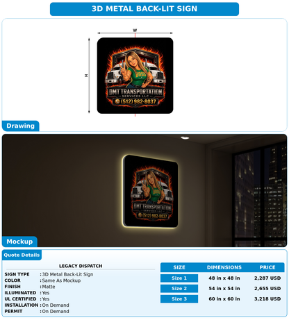 CUSTOM MOCKUP SIGN FOR Legacy Dispatch